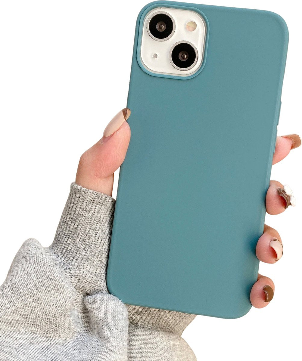 Soft Touch Hoesje - Geschikt voor Apple iPhone 13 - Oceaanblauw - Stevig Shockproof TPU Materiaal - Zachte Coating - Siliconen Feel Case - Back Cover Blauw