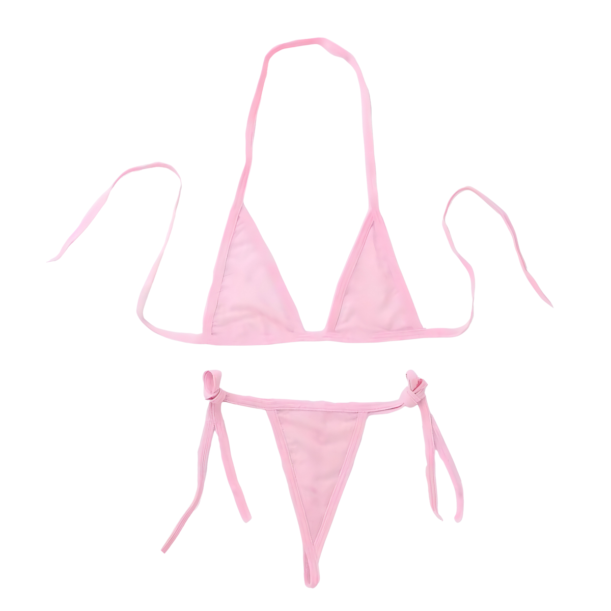 Sexy Dames Lingerieset - Roze – Mini Lingerie Set – Tweedelige Lingerie Set - Halter Bralette Zonder Beugel - Micro String - Met Verstelbare Bandjes - Ondergoed Voor Vrouwen - Maat L