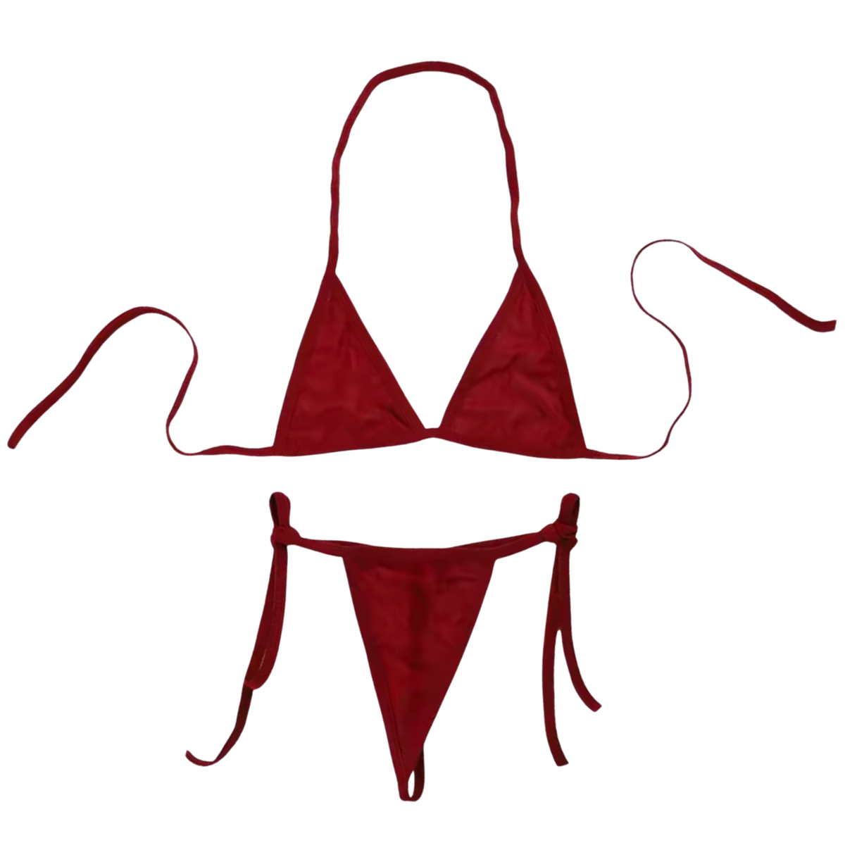 Sexy Dames Lingerieset – Bordeaux Rood - Mini Lingerie Set – Tweedelige Lingerie Set - Halter Bralette Zonder Beugel - Micro String - Met Verstelbare Bandjes - Ondergoed Voor Vrouwen - Maat L