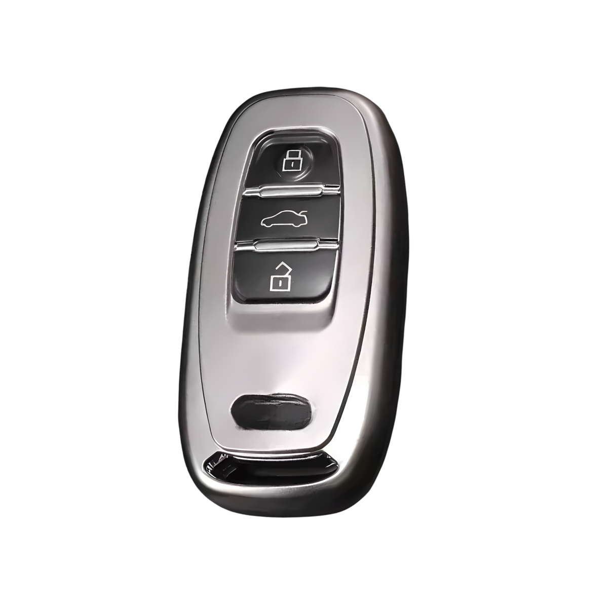 Zachte TPU Sleutelcover - Sleutelhoesje met een Glossy Look Geschikt voor Audi A3 / A4 / B9 / A6 / C8 / A7 / S7 / 4K / A8 / D5 / S8 / Q7 / Q8 / SQ8 / E-tron / 2018 / 2019 / 2020 / 2021 / 2022 - Zilvere - Key Cover - Auto Accessoires