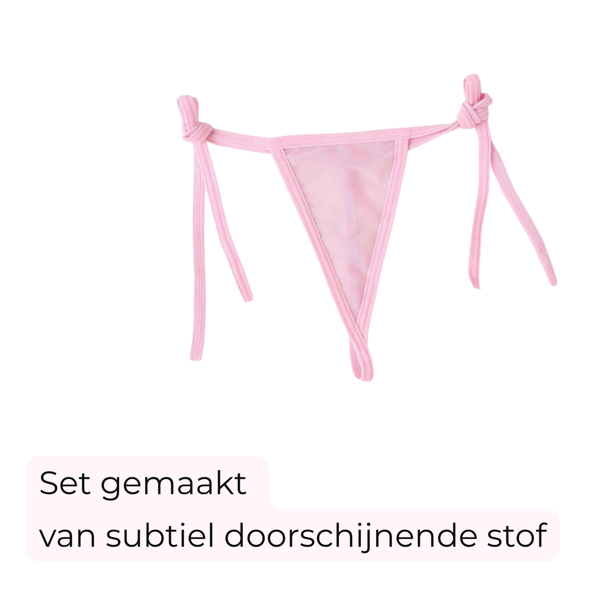Sexy Dames Lingerieset - Roze – Mini Lingerie Set – Tweedelige Lingerie Set - Halter Bralette Zonder Beugel - Micro String - Met Verstelbare Bandjes - Ondergoed Voor Vrouwen - Maat L