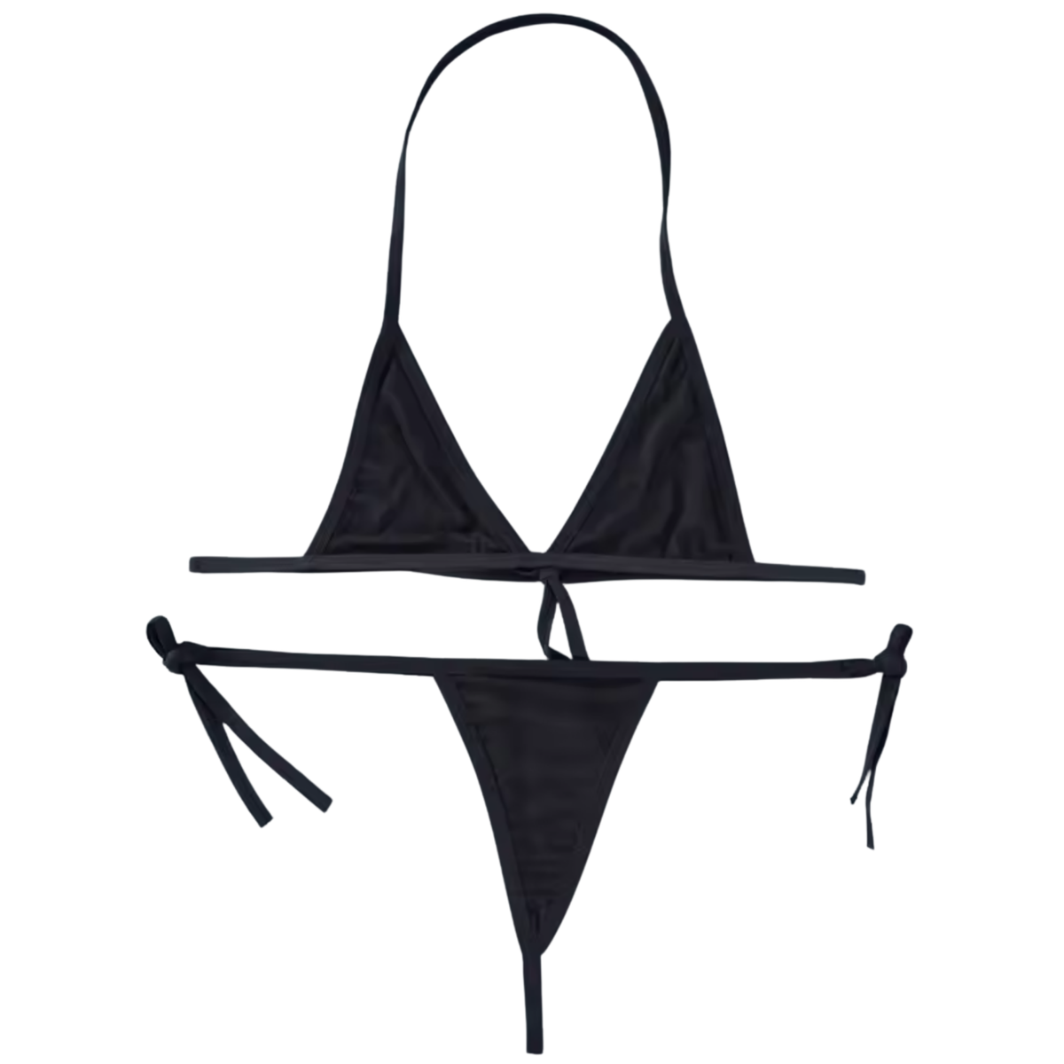 Sexy Dames Lingerieset – Zwart - Mini Lingerie Set – Tweedelige Lingerie Set - Halter Bralette Zonder Beugel - Micro String - Met Verstelbare Bandjes - Ondergoed Voor Vrouwen - Maat XL
