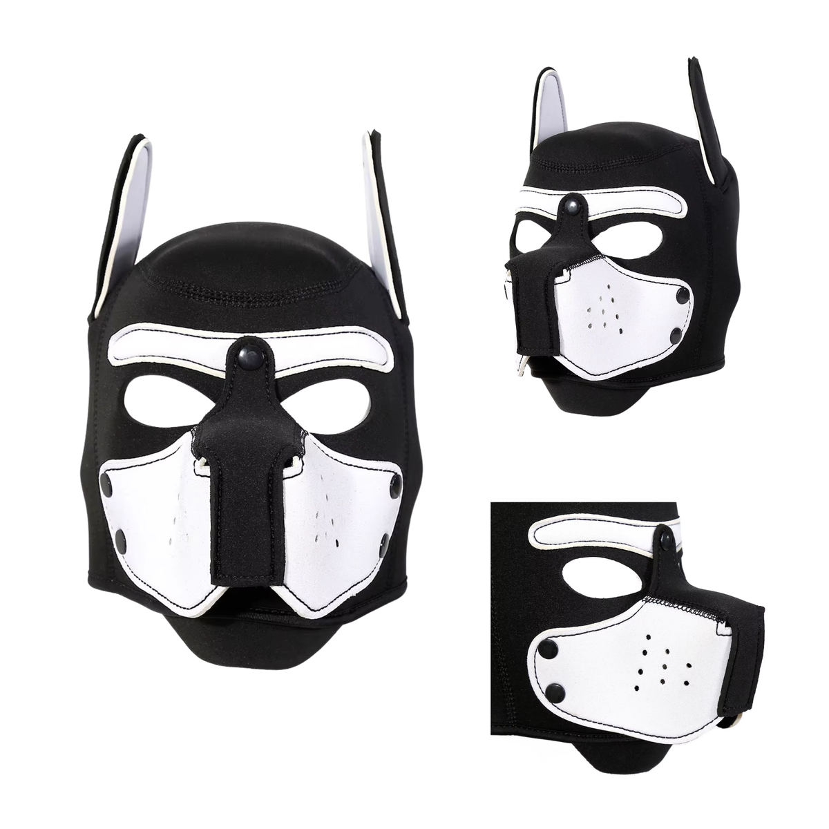 Honden Masker - Zwart & Wit - Puppy Play - BDSM Roleplay & Cosplay - Unisex - Sex Speeltjes Toys - Erotiek - Bondage Masker - OneSize