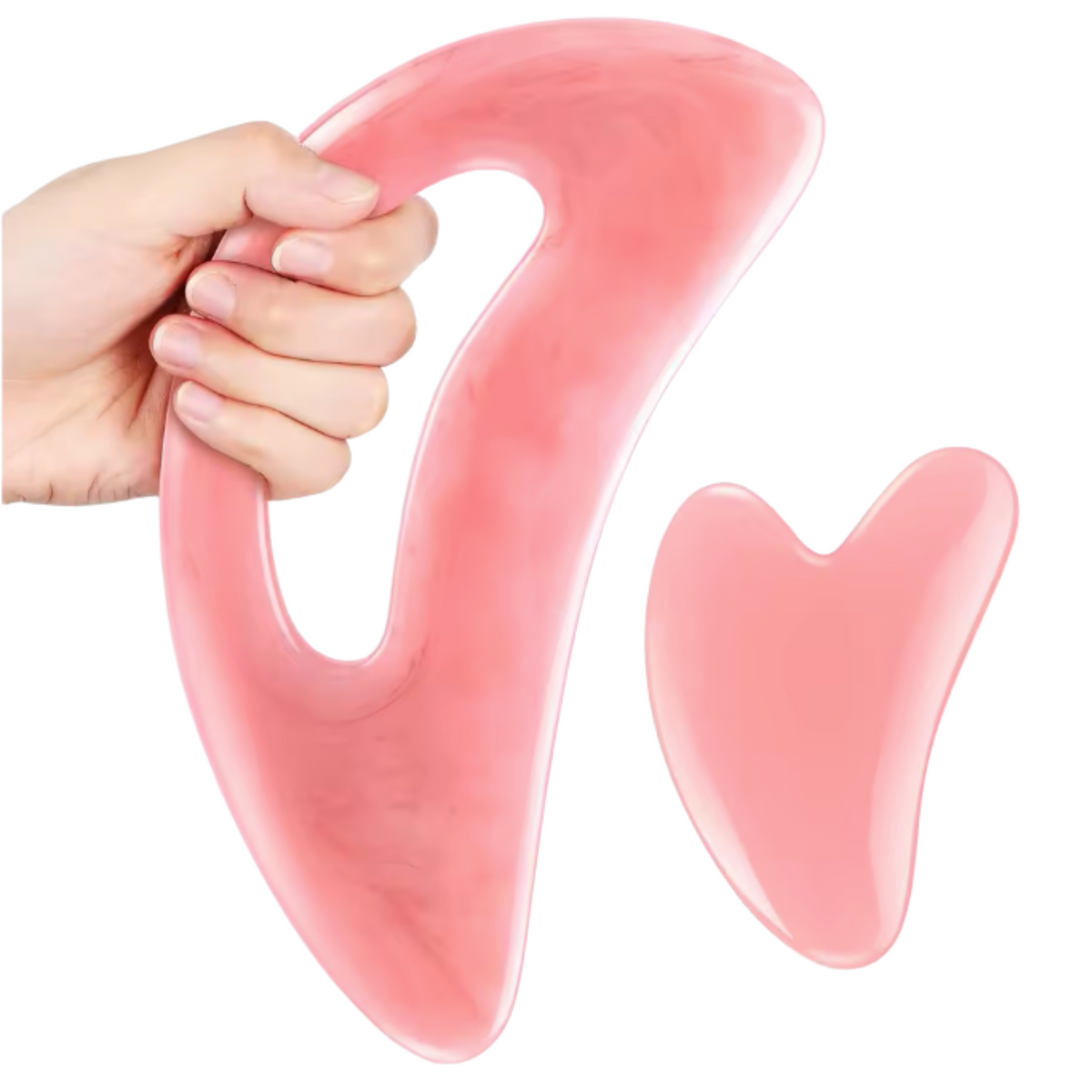 Set Van 2 - Grote Gua Sha Met Handvat - Gua Sha Voor Het Gezicht - Massage Gereedschap - Anti Cellulite - Spa Acupunctuur - Roze