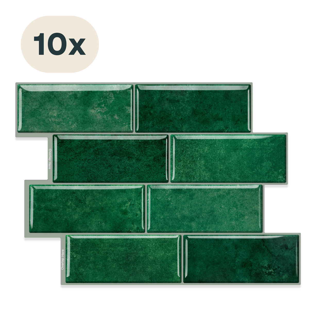 Solusia Zelfklevende Plaktegels - Groen – 10 Luxe Plaktegels voor Wand – Waterdichte Wandpanelen voor Keuken, Badkamer en Toilet – 30 x 21 cm – Makkelijk aan te brengen - Tegeltjes Tegelstickers Mozaïek