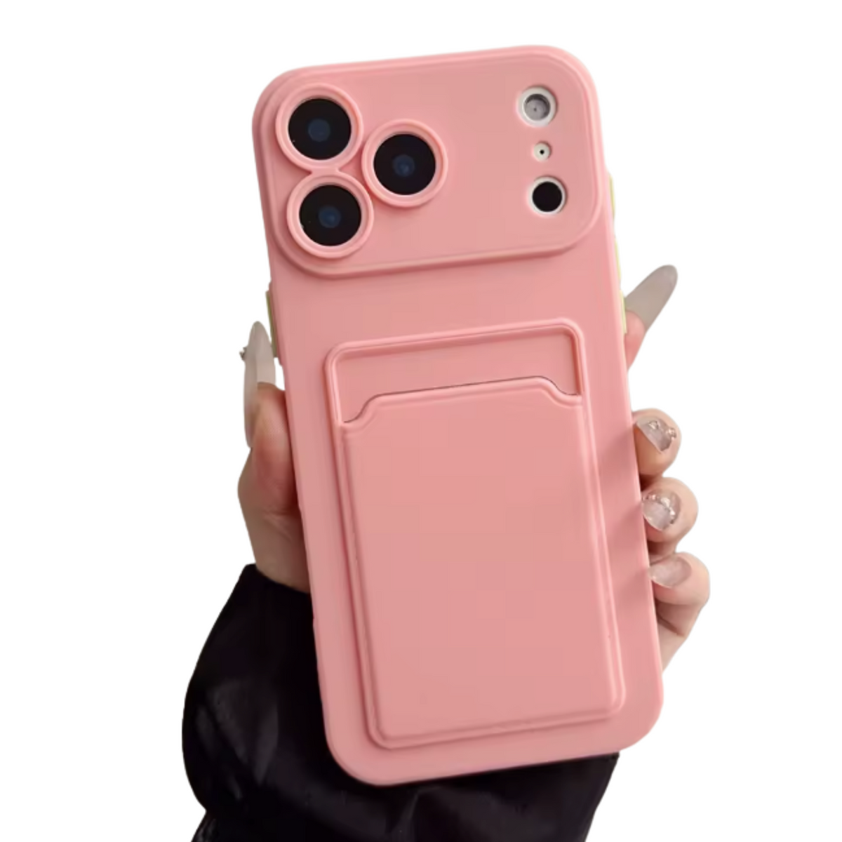 Hoesje Geschikt voor Apple iPhone Air - Stevig TPU - Met Kaarthouder - Roze/ Pink - Shockproof Case met Pasjeshouder - TPU Hoes Met Vakje Voor Pasje - Card Case Back Cover