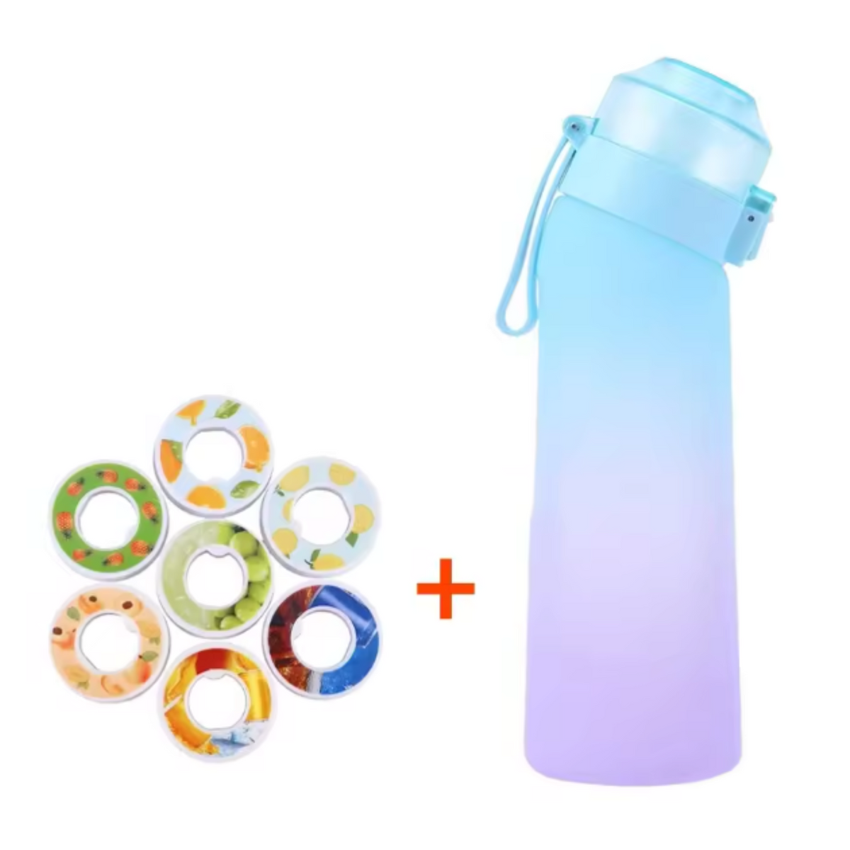 Gearomatiseerde Waterfles - Inclusief 7 Aromapods - Geurpods - Smaak door Geur - Drinkfles - Fles - Lekvrij - met Ingebouwd Rietje - Geschikt voor Kinderen en Volwassenen