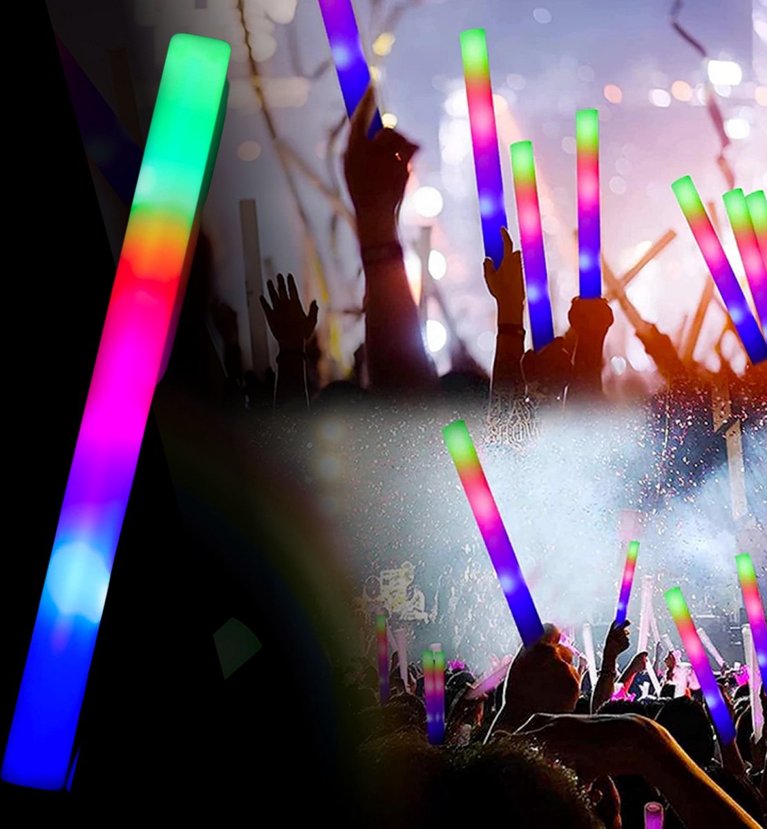 Led Foam Stick - Multicolor Led - Lange Brandduur - Neon Party Sticks - Verjaardag Feest Versiering - Bruiloft Huwelijk - Lichtstaaf - Glow in The Dark