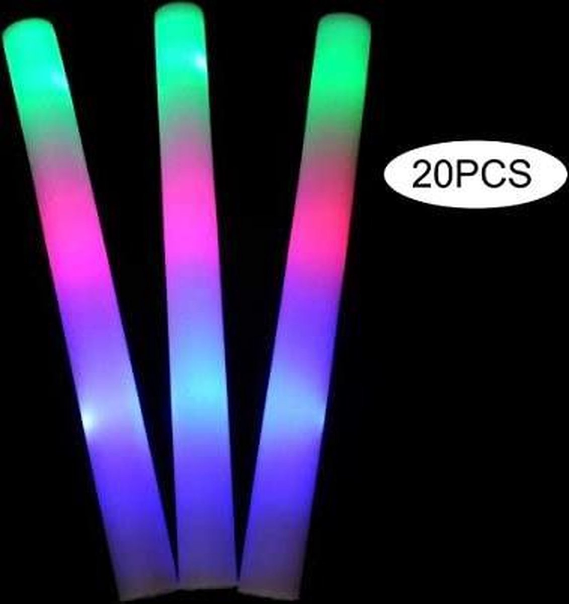 20 X LED foam sticks lichtstaven | Rood-groen-blauw- Bruiloft Huwelijk