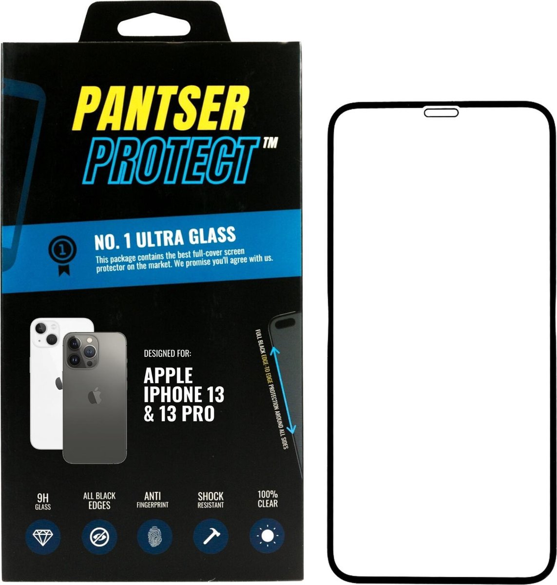 Pantser Protect ™ Case Friendly Full Edge Screenprotector Geschikt voor Apple iPhone 16E / iPhone 14 / iPhone 13 / iPhone 13 Pro - Premium glazen anti vingerafdruk full-cover Pantserglas Protector - Tempered Glass Bescherm Glas