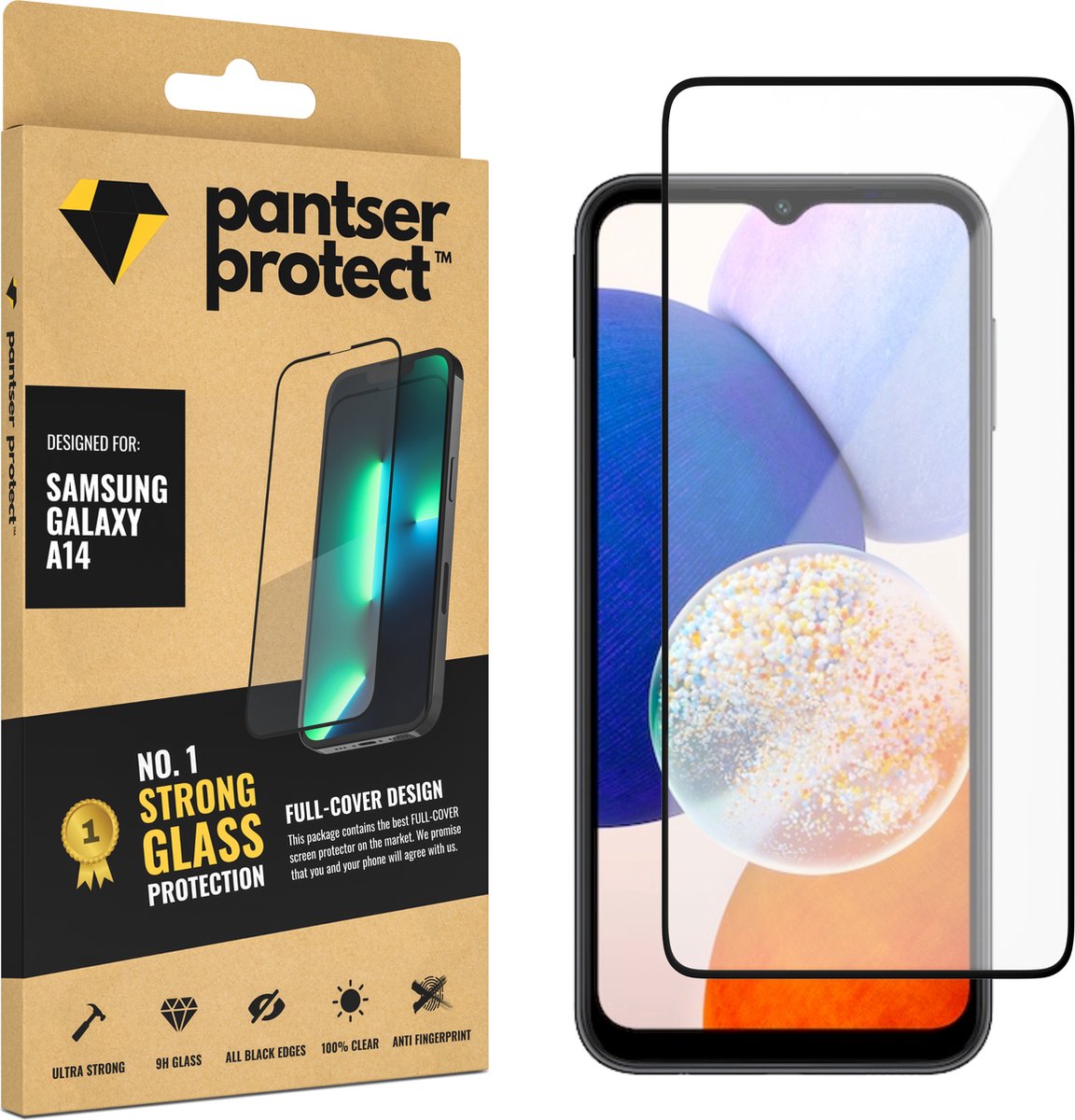 Pantser Protect™ Glass Screenprotector Geschikt voor Samsung Galaxy A14 - Case Friendly & Full Cover - Premium Pantserglas - Glazen Screen Protector