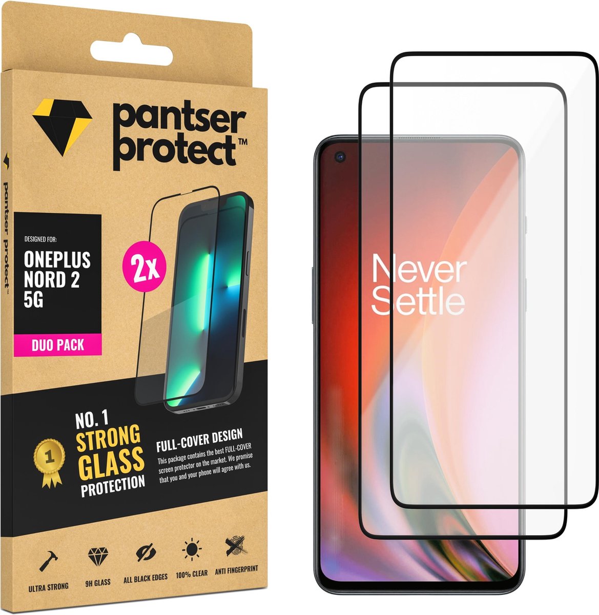 DUO-PACK - 2x Pantser Protect™ Glass Screenprotector Geschikt voor Oneplus Nord 2 5G - Case Friendly - Premium Pantserglas - Glazen Screen Protector