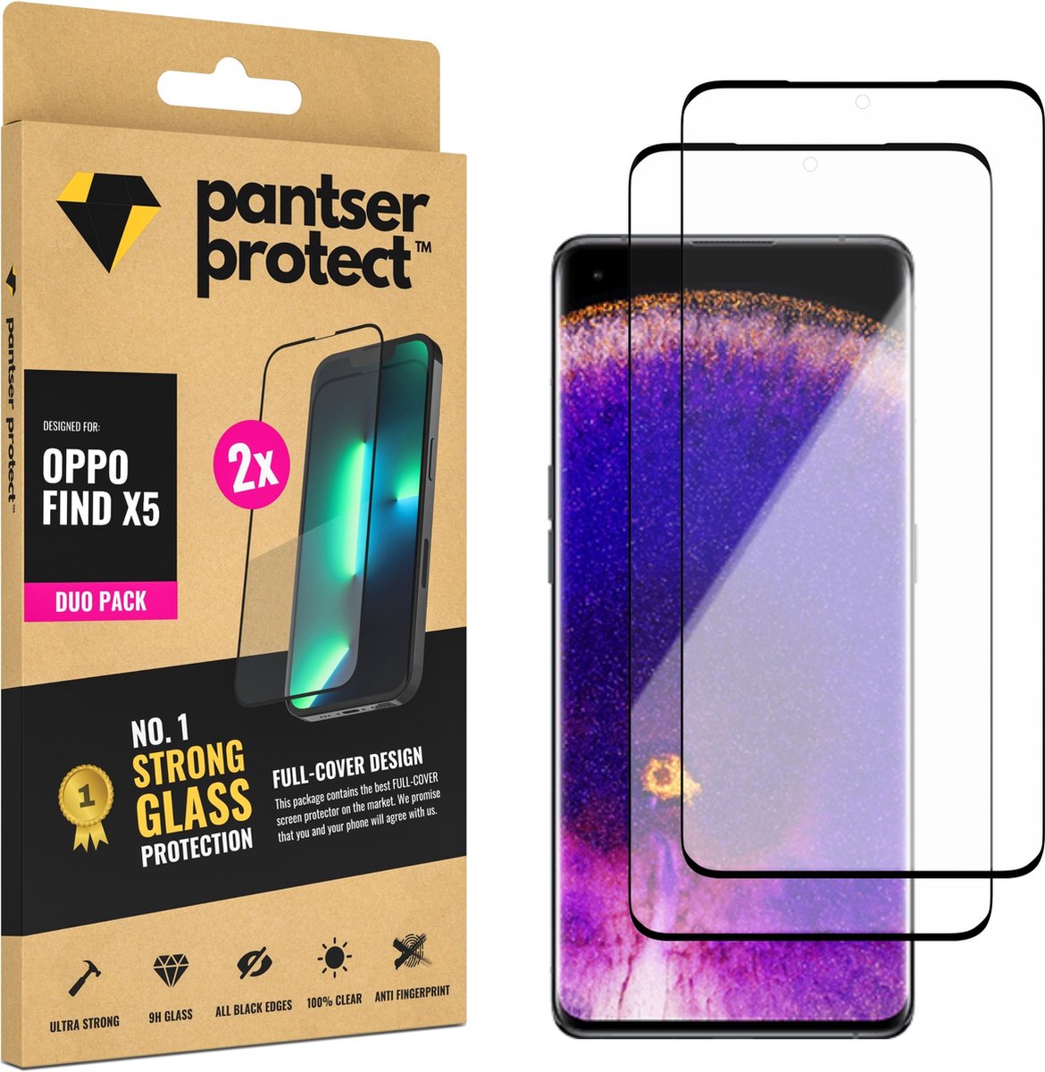 DUO-PACK - 2x Pantser Protect™ Glass Screenprotector Geschikt voor OPPO Find X5 - Case Friendly - Premium Curved Pantserglas - Glazen Screen Protector
