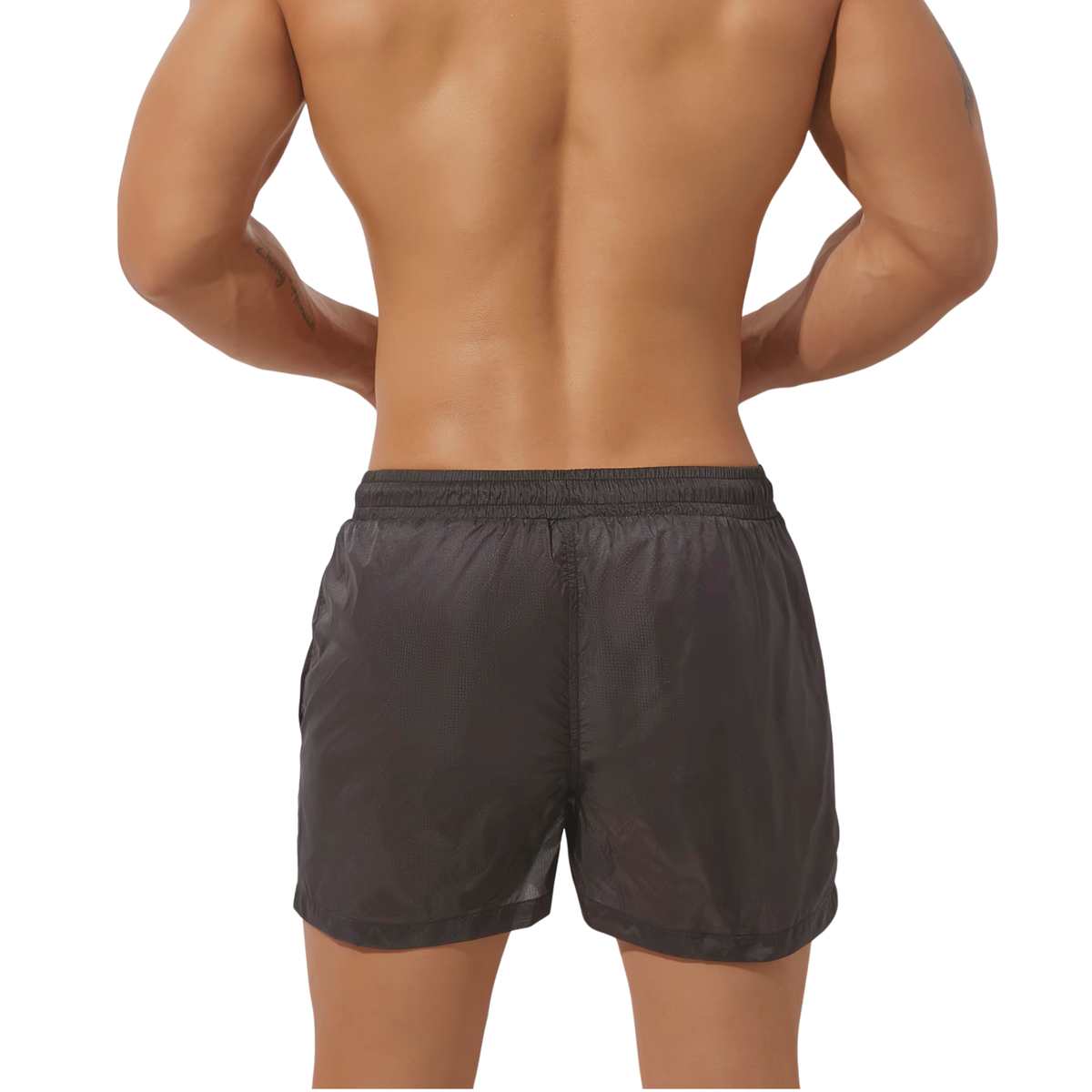 Heren Zwembroek Transparant Donkergrijs - Grijze Zwemshort - Antraciet - Zwem Boxershort - Sexy Transparant Design - Met Zakken & Voering Binnenbroekje - Mannen - Badkleding / Strandkleding / Zwemkleding - Maat XXL / 2XL