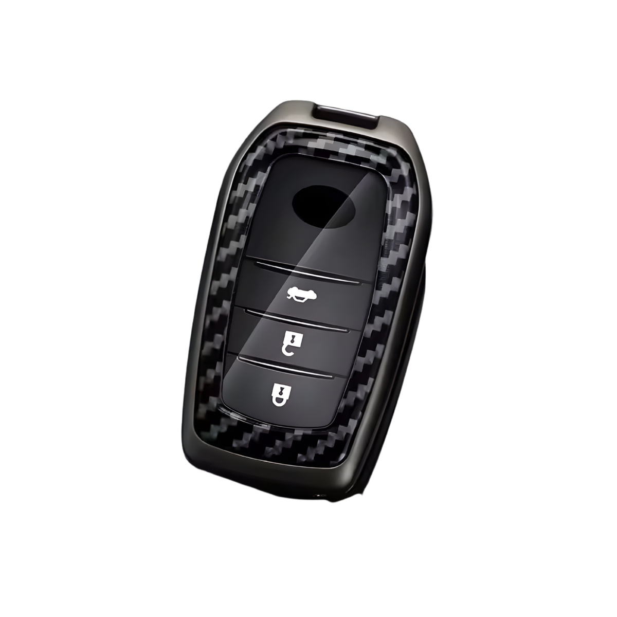 Carbon Look Harde Sleutelcover - Sleutelhoesje Geschikt voor Toyota Yaris Cross / Hilux / Innova / Fortuner / Camry / Land Cruiser 200 / Land Cruiser 300 / Prado / Crown / TLK 200 - Zwart - Key Cover - Auto Accessoires
