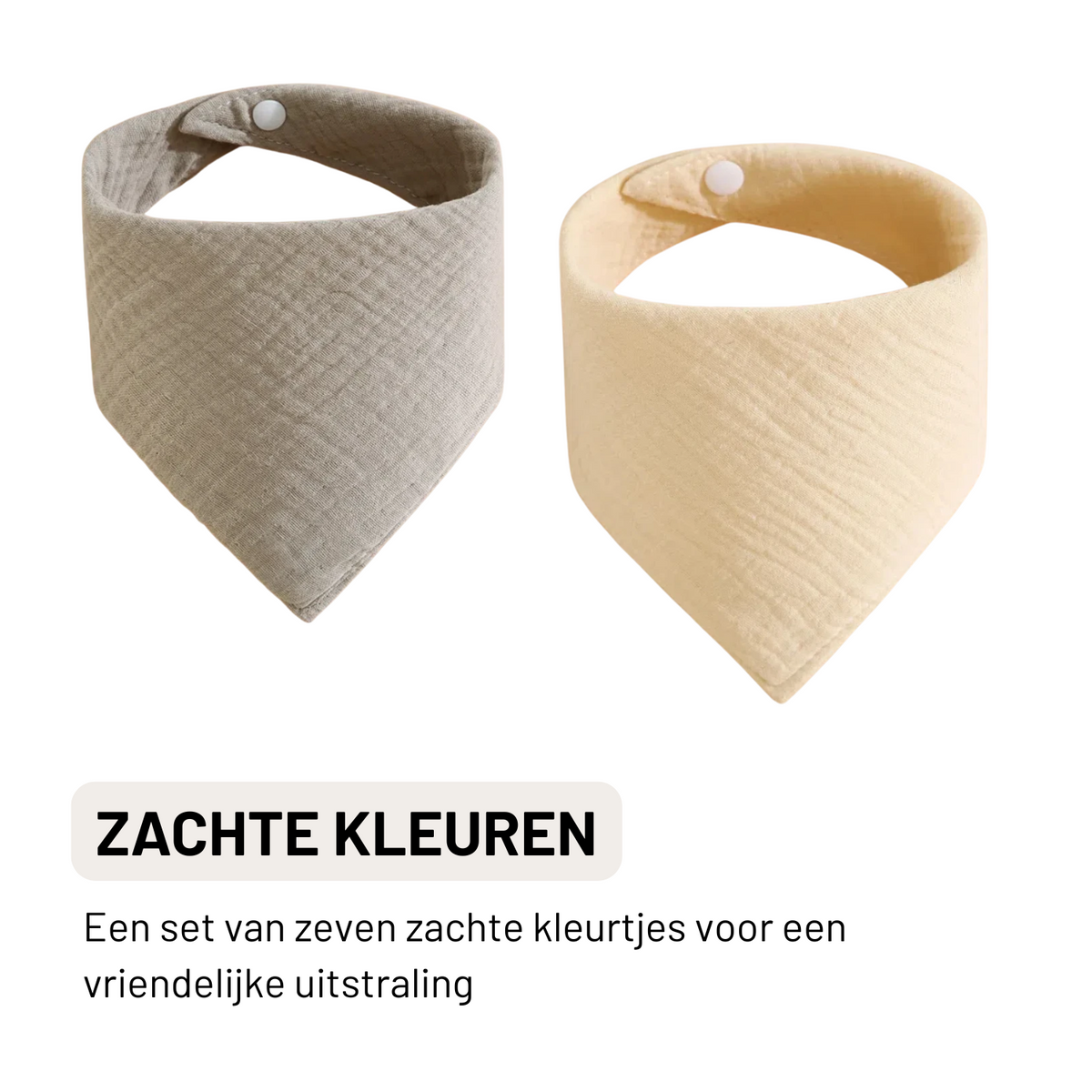 Set van 7 Schattige Bandana Slabbetjes – Zacht Katoen – Verstelbaar met Drukknopen – Unisex Baby Slabben voor Jongens & Meisjes – Neutrale Nude Kleuren