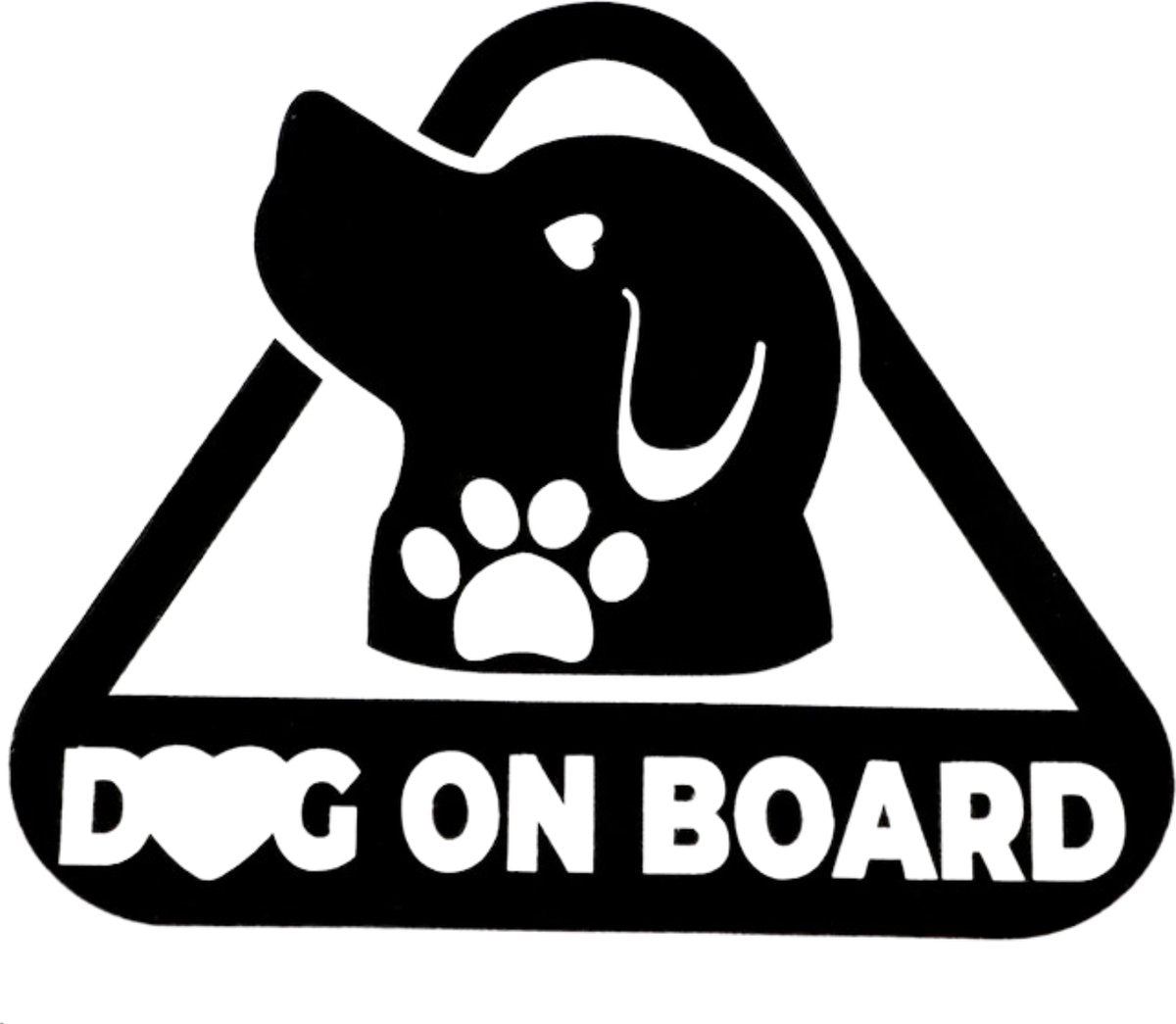 Dog On Board - Autosticker Hond - Grappige Auto Sticker Zwart - Hoogwaardig Vinyl - Autostickers Wrap Folie - universeel/alle automerken