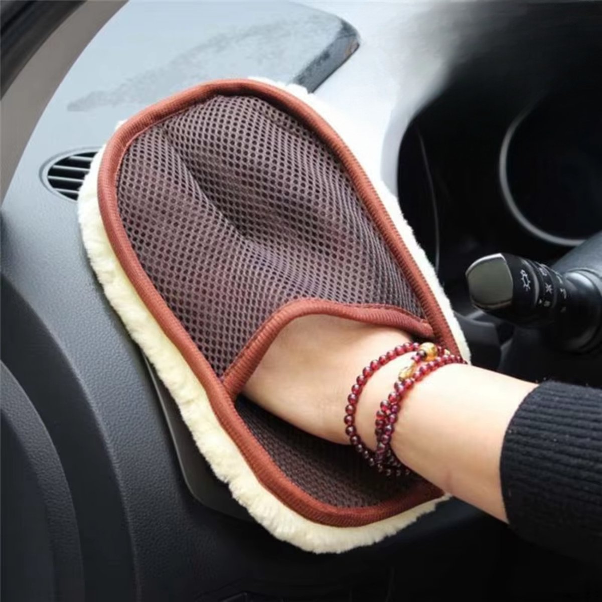 Zachte Washandschoen Interieur - Luxe Spons - Auto Interieur Reiniging - Dashboard Borstel - Immitatiewol - Cockpit - Auto Accessoires