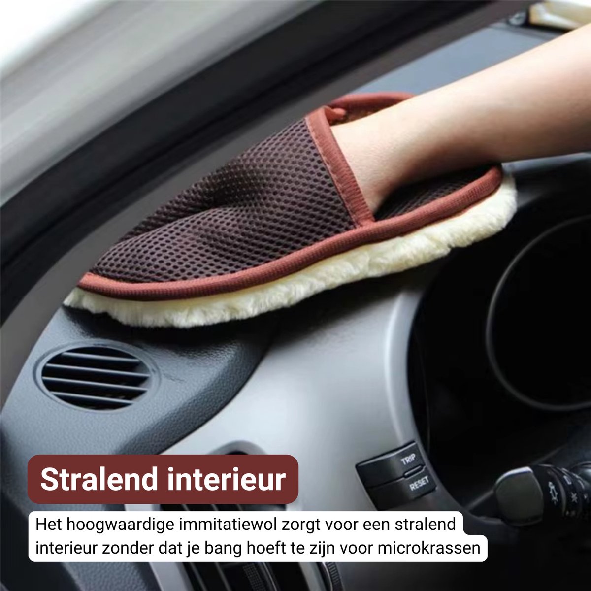 Zachte Washandschoen Interieur - Luxe Spons - Auto Interieur Reiniging - Dashboard Borstel - Immitatiewol - Cockpit - Auto Accessoires