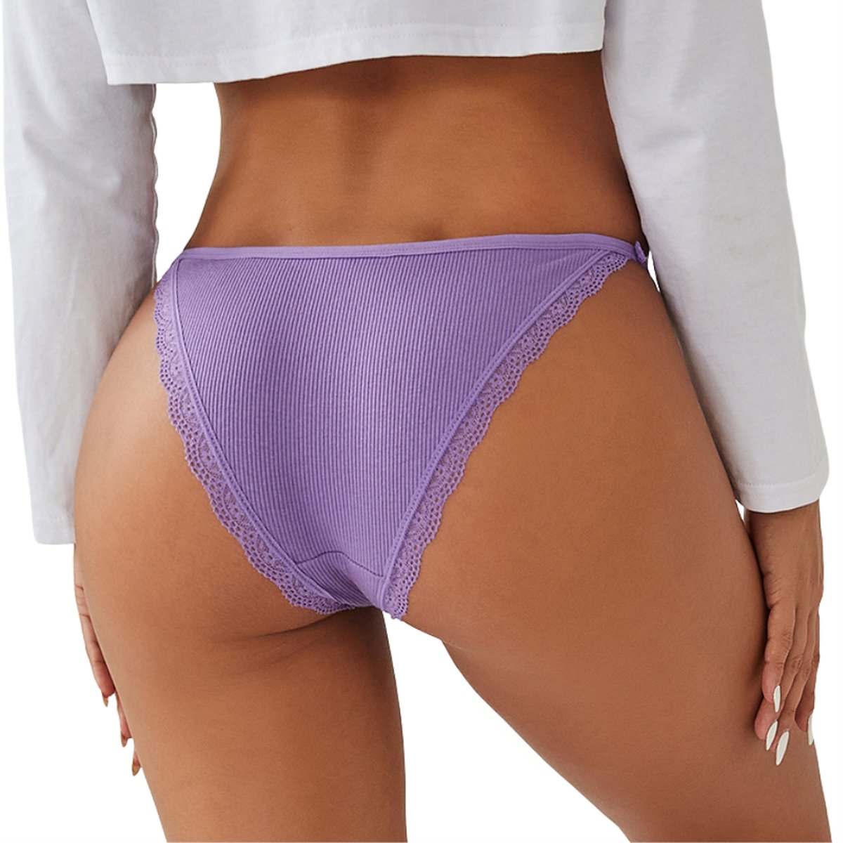 Sexy Dames Slip - Paars - Dunne Tailleband - Onderbroek 95% Katoen - Dames Lingerie / Ondergoed Set - Maat S