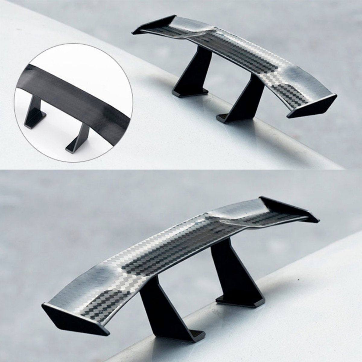 Grappige Mini Auto Spoiler - Carbon Look - Universeel Fun Accessoire - Zelfklevende Dakspoiler - Tuning - Geschikt voor alle automerken/ universeel