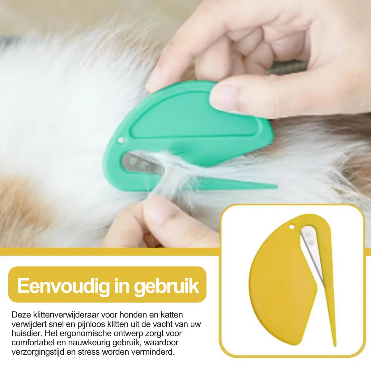 Klitten Verwijderaar Hond & Kat - Anti Klit Mesje - Honden & Katten Kam - Klittenkam Hondenkam - 2 Stuks