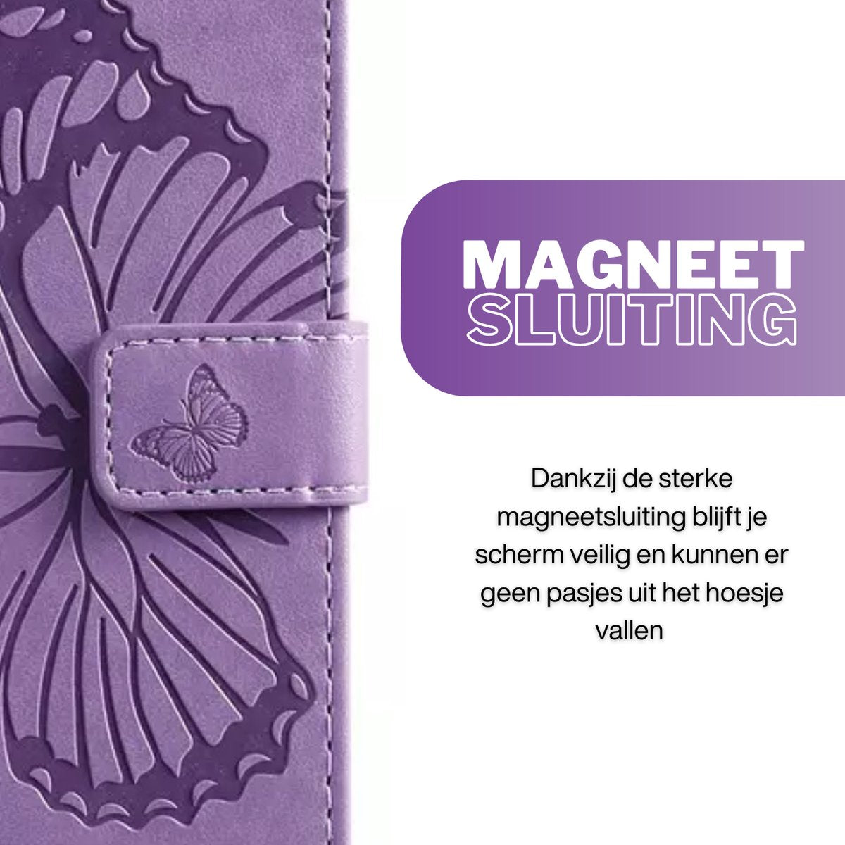Hoesje Vlinders Paars - Geschikt voor Xiaomi Redmi Note 13 5G - Portemonnee Book Case - Boekje Met Kaarthouder / Pasjeshouder en Magneetsluiting - Booklet - Wallet Beschermhoes - Telefoonhoesje
