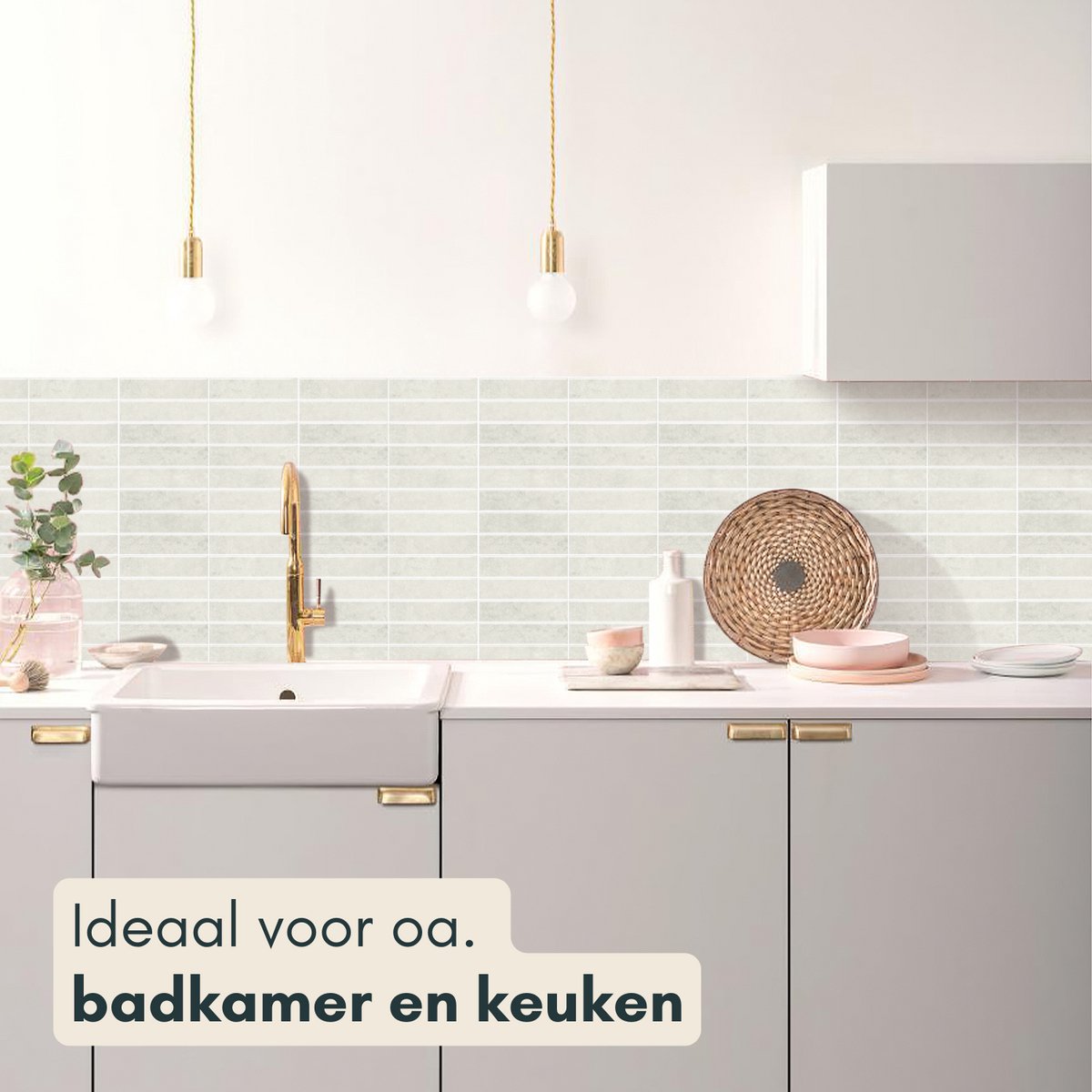 Solusia Zelfklevende Plaktegels - Beige – 10 Hoogwaardige Plaktegels voor Wand – Waterdichte Wandpanelen voor Keuken, Badkamer en Toilet – 30 x 30 cm – Makkelijk aan te brengen - Tegeltjes Tegelstickers