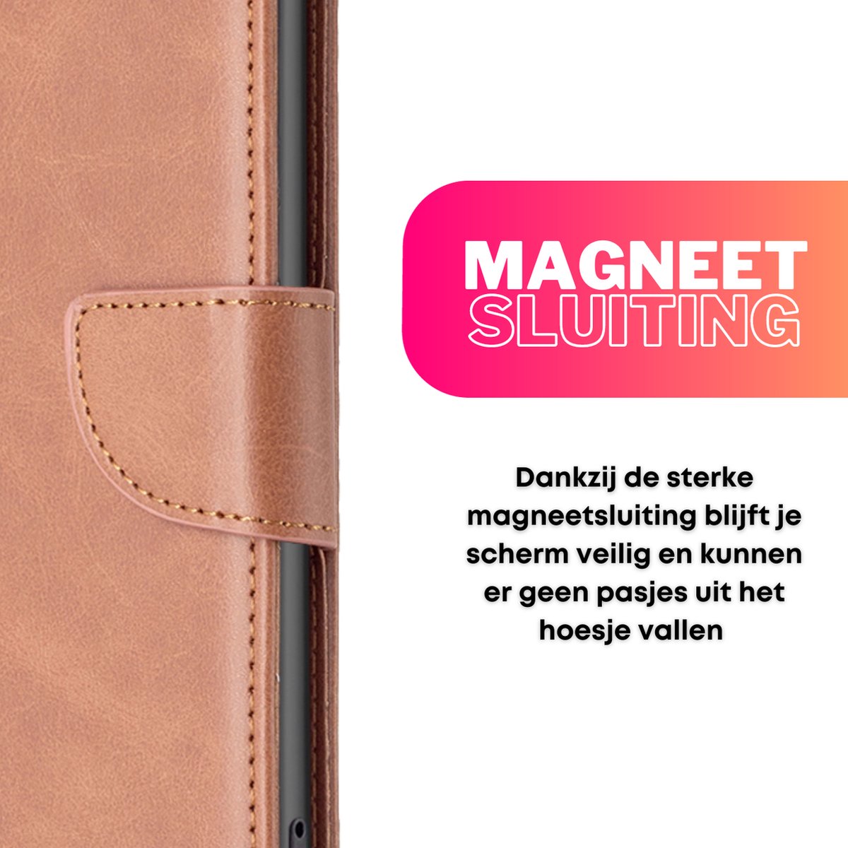 Hoesje Bruin - Geschikt voor Samsung Galaxy A23 5G / 4G - Portemonnee Book Case - Boekje Met Kaarthouder / Pasjeshouder en Magneetsluiting - Booklet Beschermhoes - Boekhoesje met Draagkoord