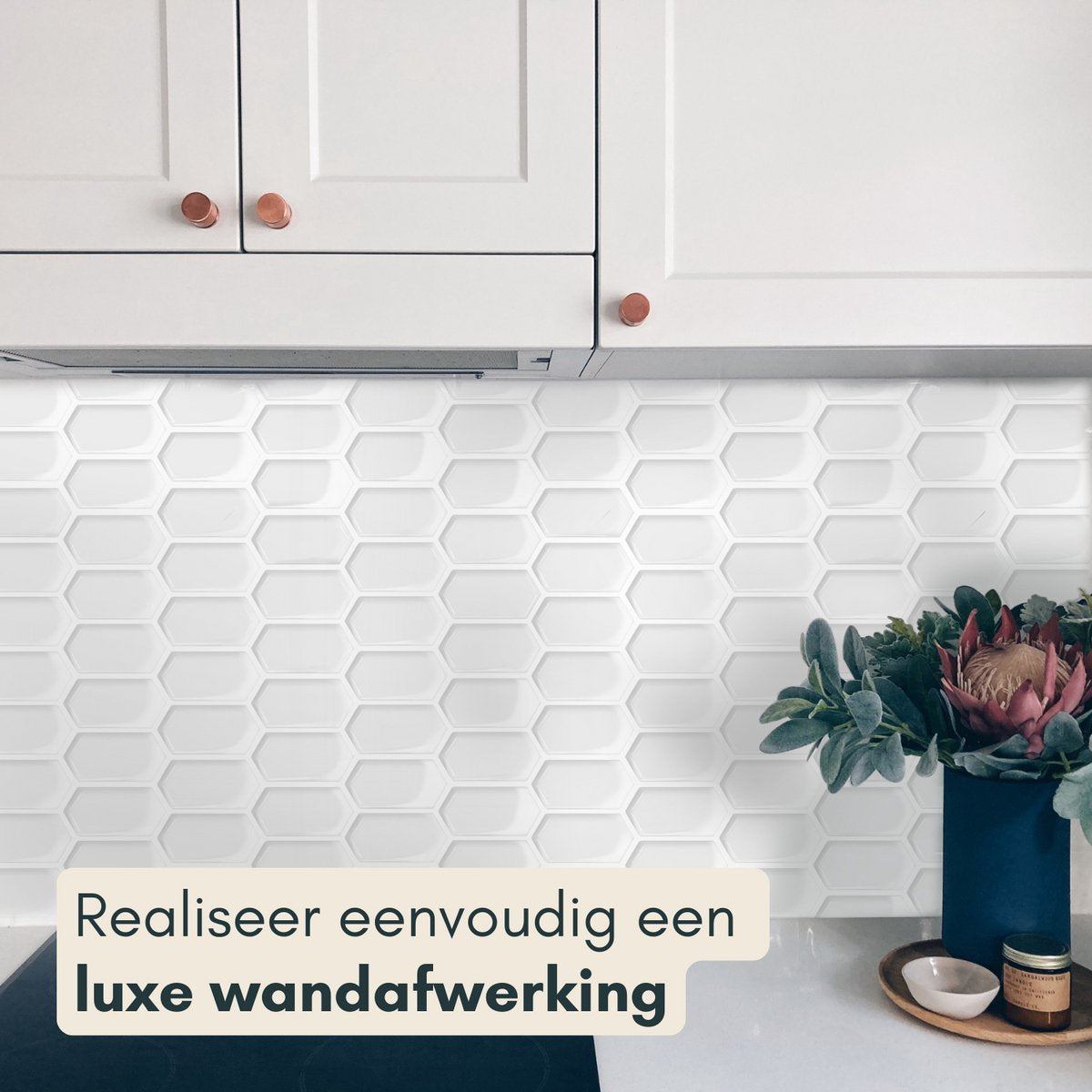 Solusia Zelfklevende Plaktegels Wit – 10 Luxe Plaktegels voor Wand – Waterdichte Wandpanelen voor Keuken, Badkamer en Toilet – 30 x 30 cm – Makkelijk aan te brengen - Tegeltjes Tegelstickers - Hexagon Honeycomb