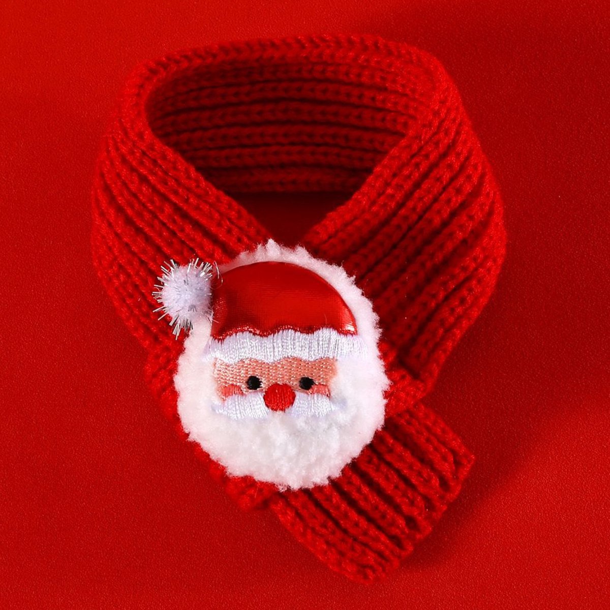Kerst Sjaal met Kerstman - Hond & Kat - Winter Halsband - Honden Das Rood - Kerstpakje voor Honden en Katten - Kerstkostuum - Hondenkleding - Maat M