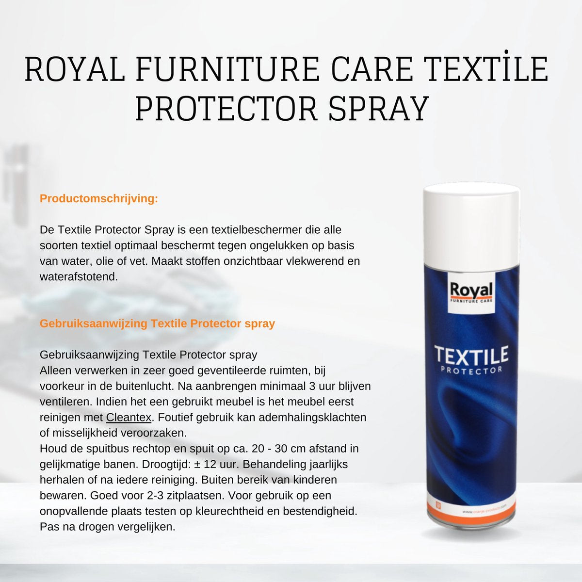 Textile protector, Royal Furniture Care, Textiel protector, Spray textiel protector, 6-pack (6 x 500ml)