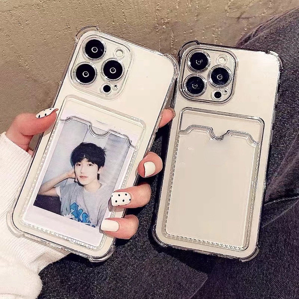 Transparant Hoesje met Kaarthouder - Geschikt voor Apple iPhone 14 Pro - Doorzichtige Shockproof Case met Pasjeshouder - TPU Hoes met Vakje voor Pasje - Card Case