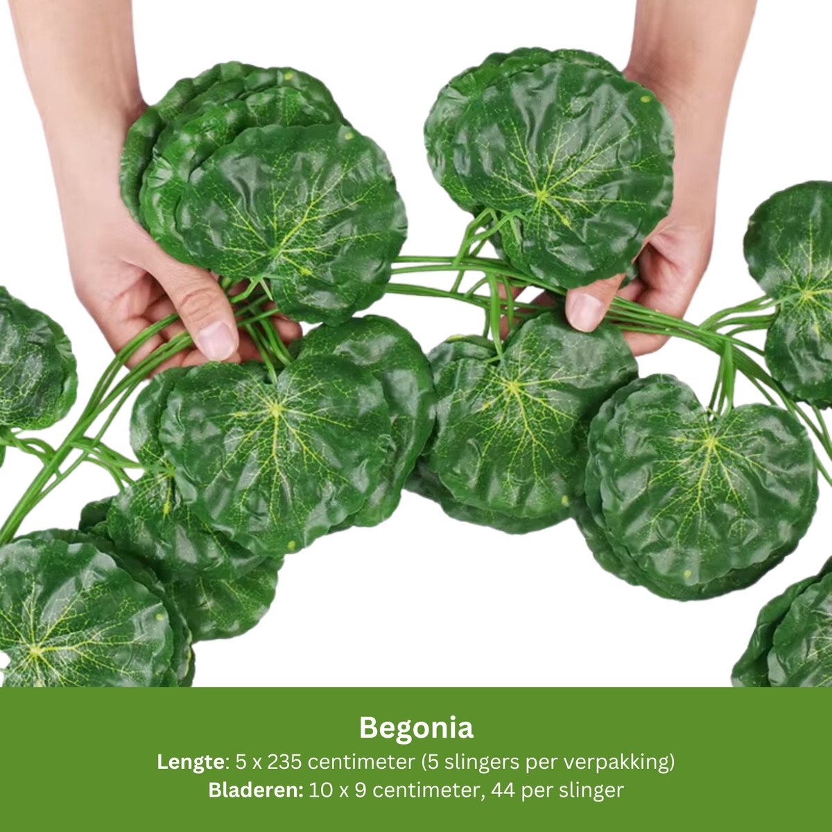 5x Realistische Klimop Slinger - Begonia - Kunst Klimop Groen - 5 x 235 CM - Klimop Nep Planten Kunst Planten - Bloemenslinger voor Binnen en Buiten