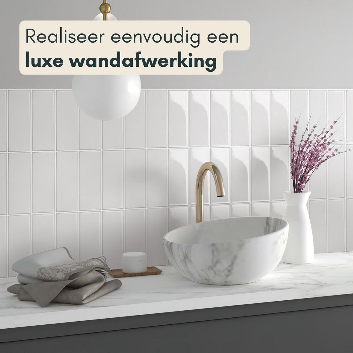 Solusia Zelfklevende Plaktegels - Wit – 10 Luxe Plaktegels voor Wand – Waterdichte Wandpanelen voor Keuken, Badkamer en Toilet – 25,4 x 25,4 cm – Makkelijk aan te brengen - Tegeltjes Tegelstickers