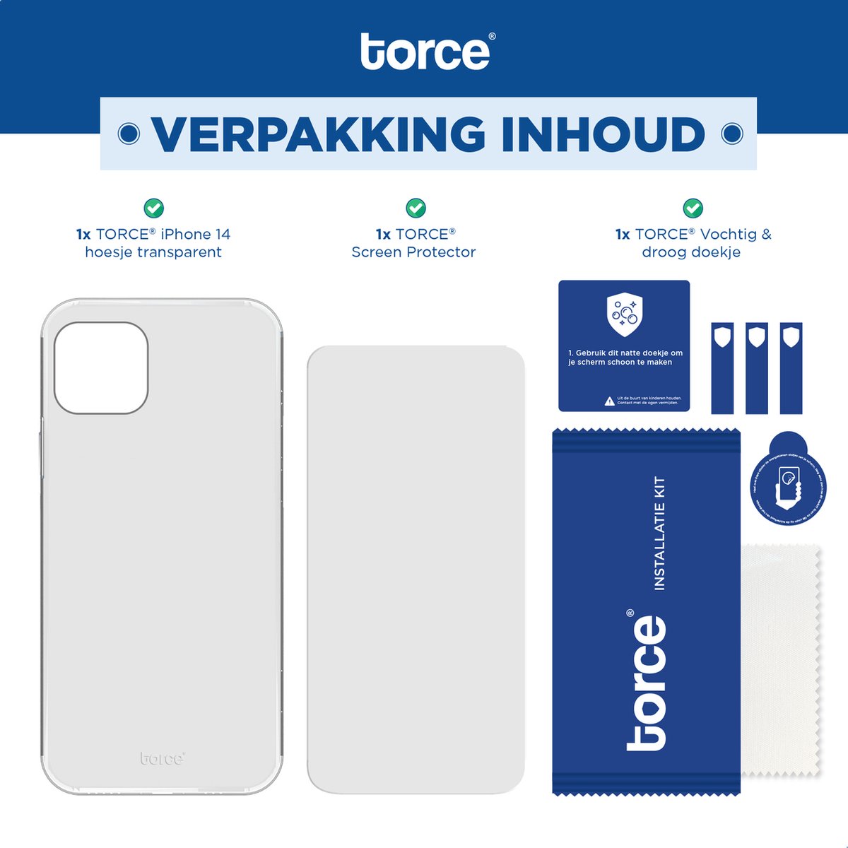 TORCE iPhone 14 Hoesje Met Screenprotector - Transparant - TPU