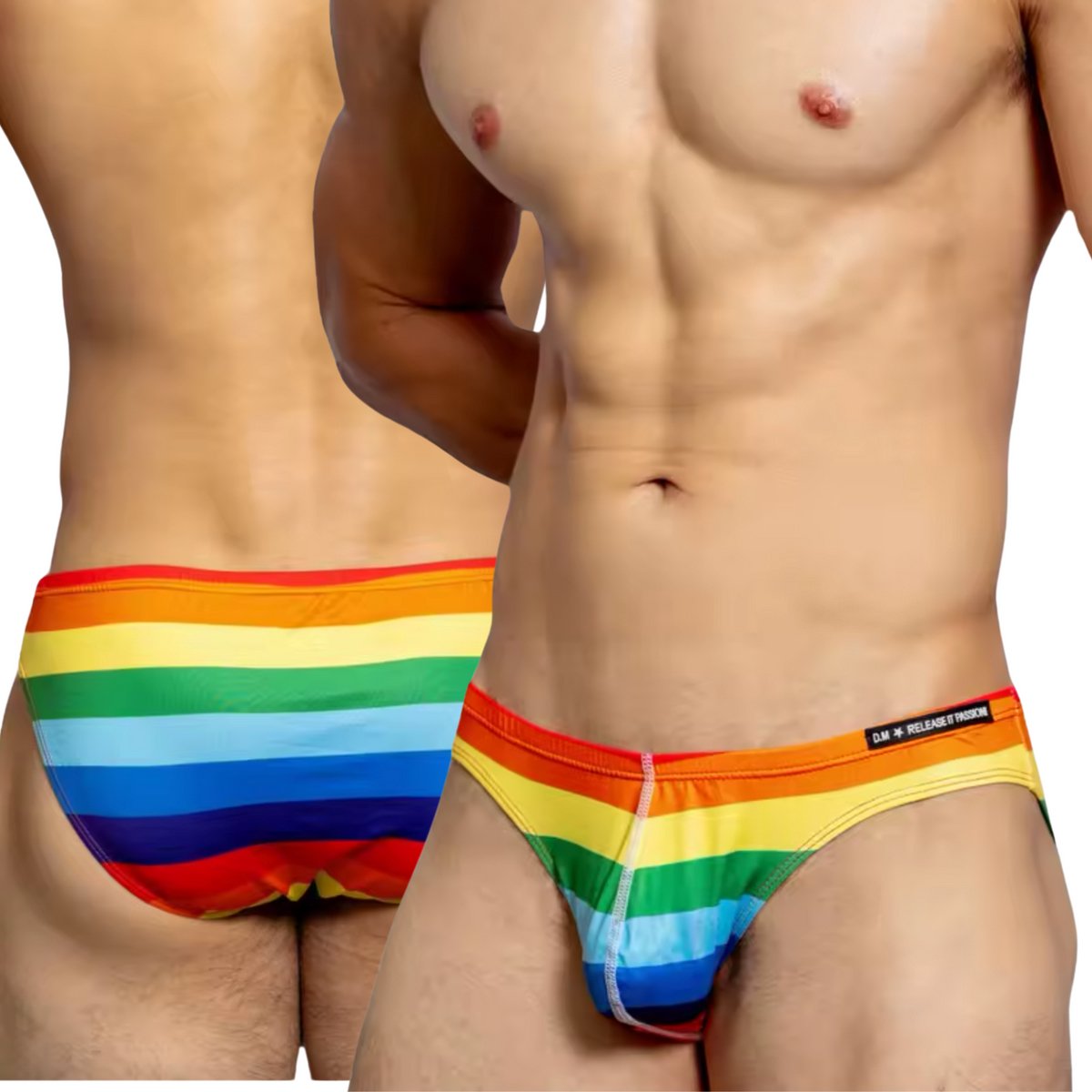 Sexy Heren Regenboog Zwembroek - Regenboog Kleuren LHBTQIA + - Mannen Zwembroek - Thong Swimwear - Ondergoed - Maat M