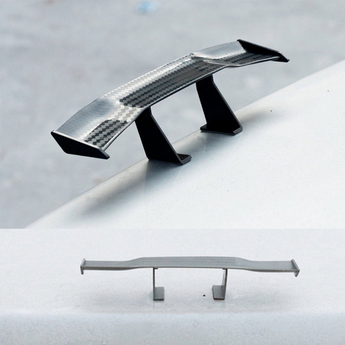 Grappige Mini Auto Spoiler - Carbon Look - Universeel Fun Accessoire - Zelfklevende Dakspoiler - Tuning - Geschikt voor alle automerken/ universeel