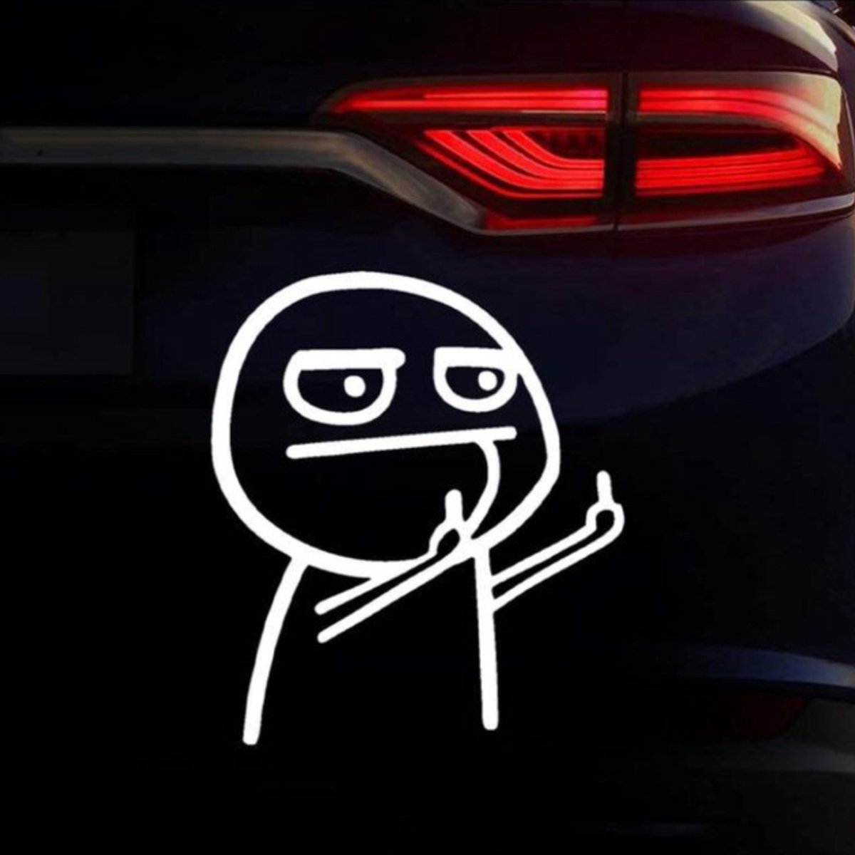 Autosticker - Middelvinger Poppetje Cartoon - Grappige Auto Sticker Wit - Hoogwaardig Vinyl - Autostickers Wrap Folie - universeel/alle automerken