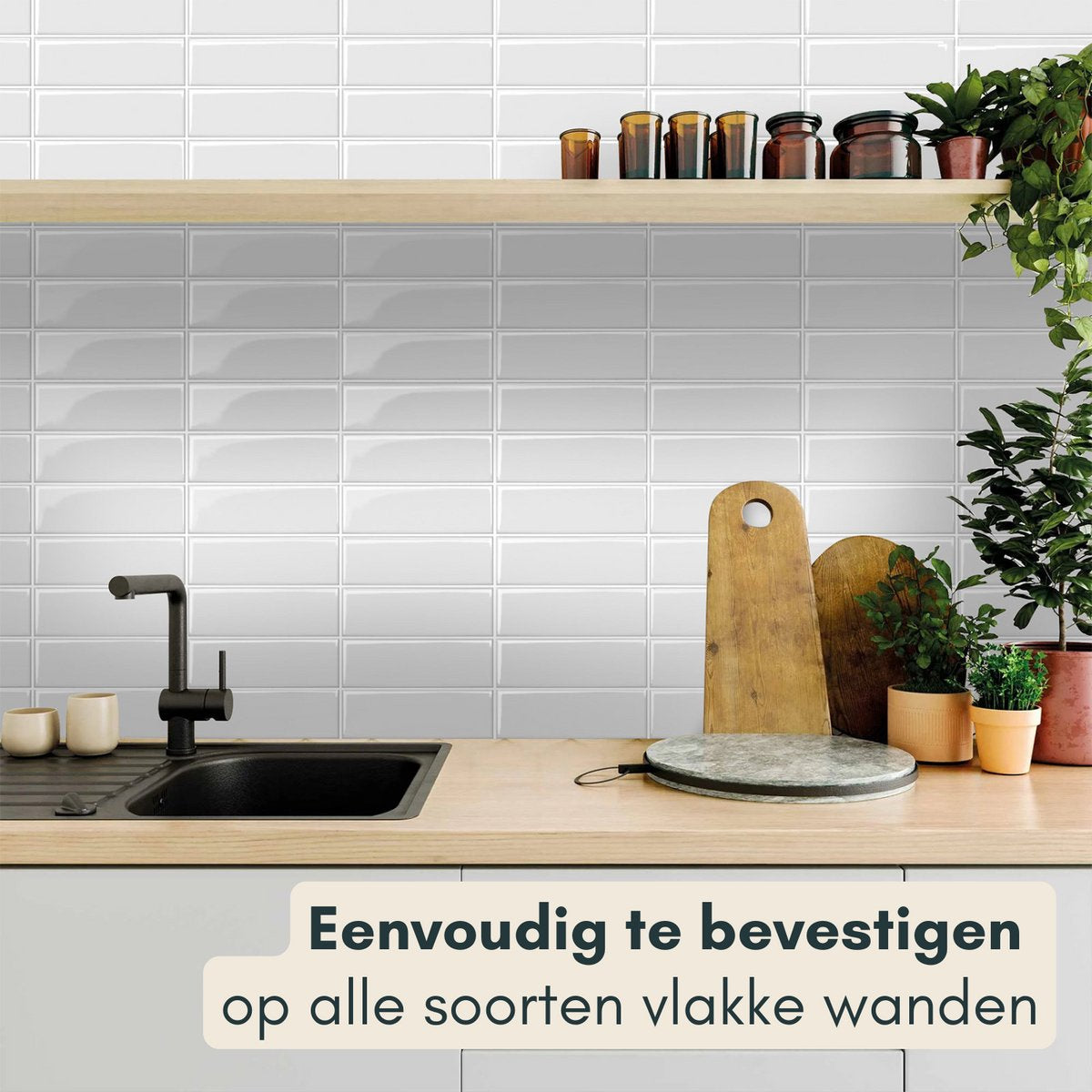 Solusia Zelfklevende Plaktegels - Wit – 10 Luxe Plaktegels voor Wand – Waterdichte Wandpanelen voor Keuken, Badkamer en Toilet – 25,4 x 25,4 cm – Makkelijk aan te brengen - Tegeltjes Tegelstickers