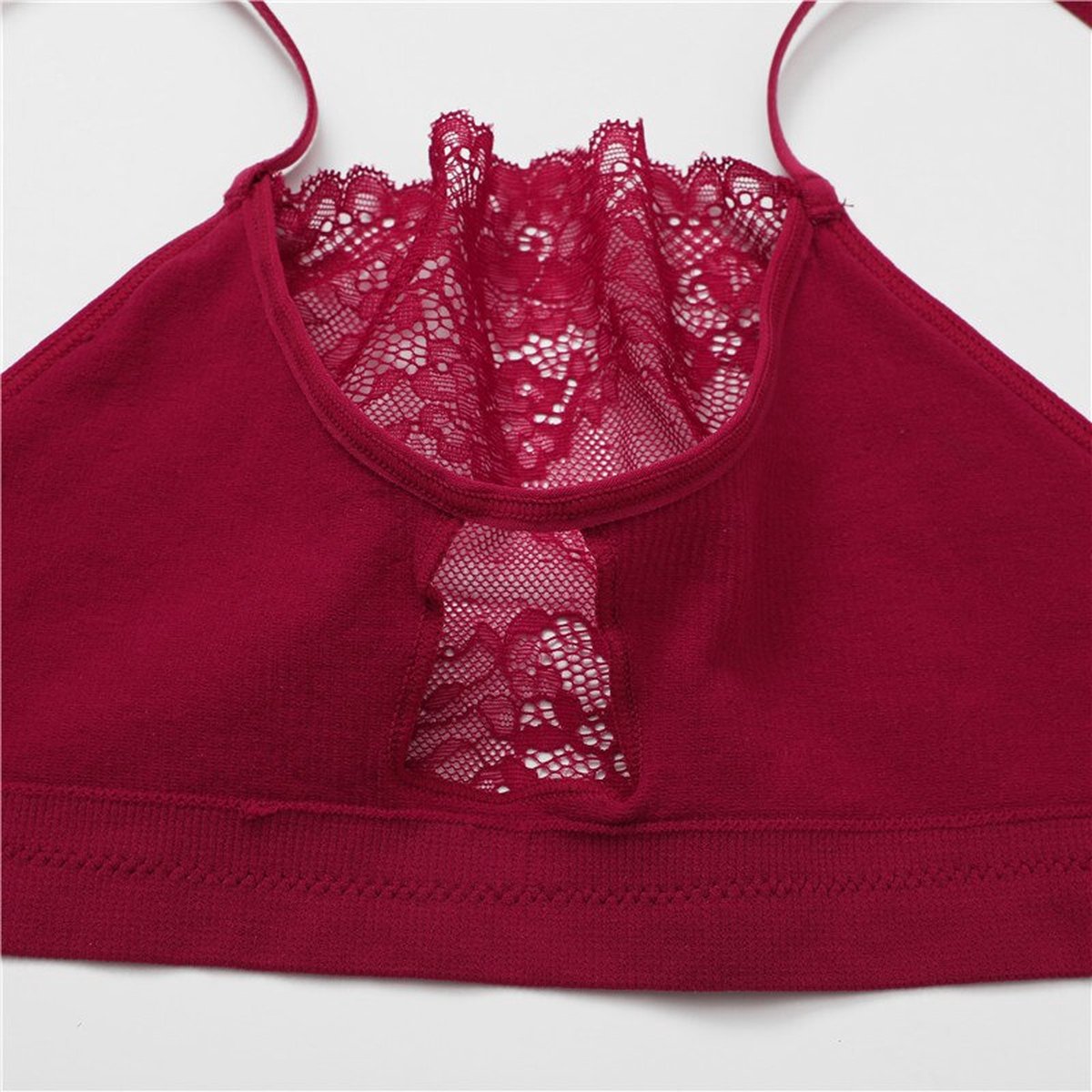 Sexy Bralette Rood - Design met Kant - Dames Beha Topje - Croptop BH - Elegante Bralette Zonder Beugel - Maat L