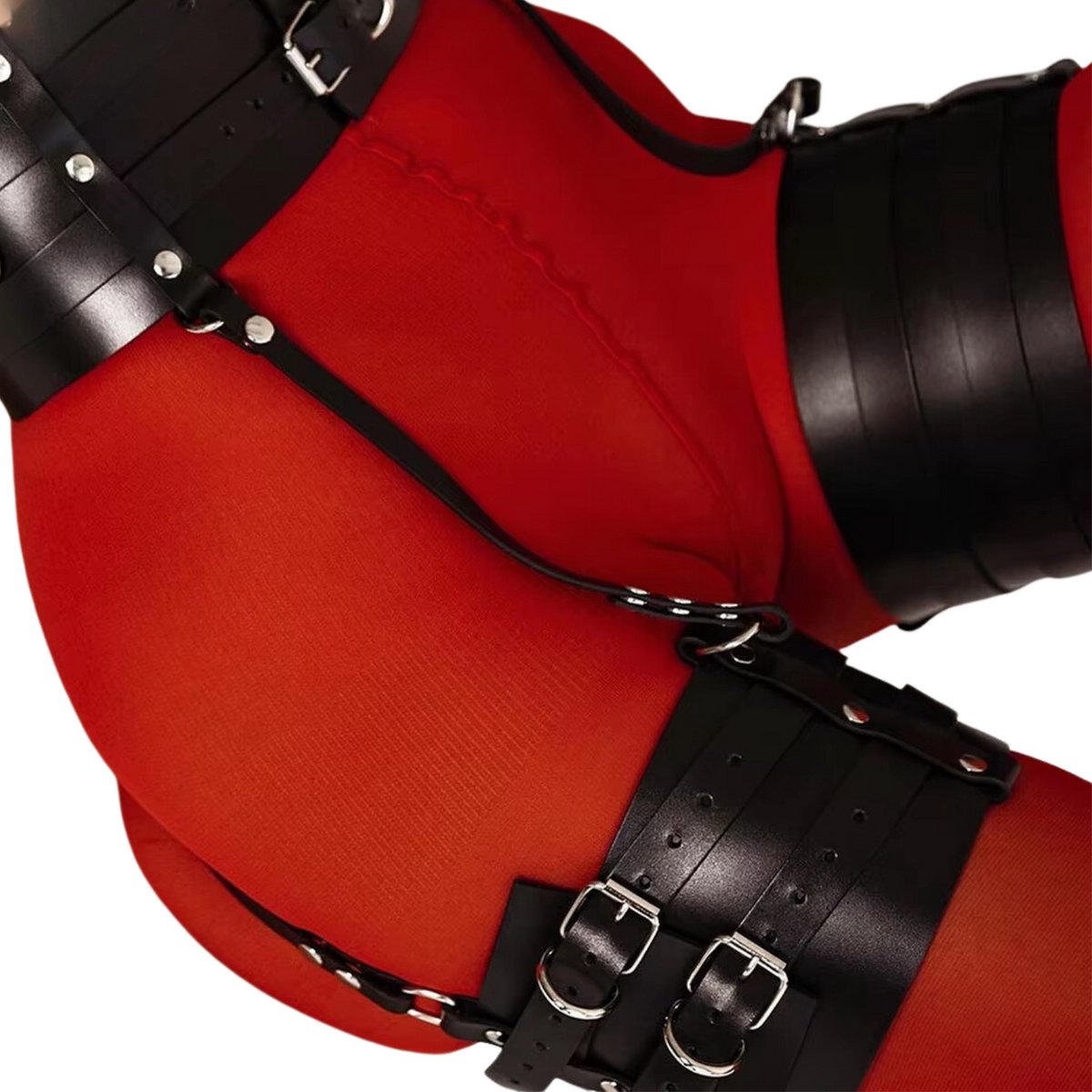 Sexy Zwart Harnas - Verstelbaar Tuigje met Brede Riemen voor Middel en Benen - Kunstleer Bondage Lingerie - Erotisch Sex Speeltje voor Mannen en Vrouwen - Sex Toys