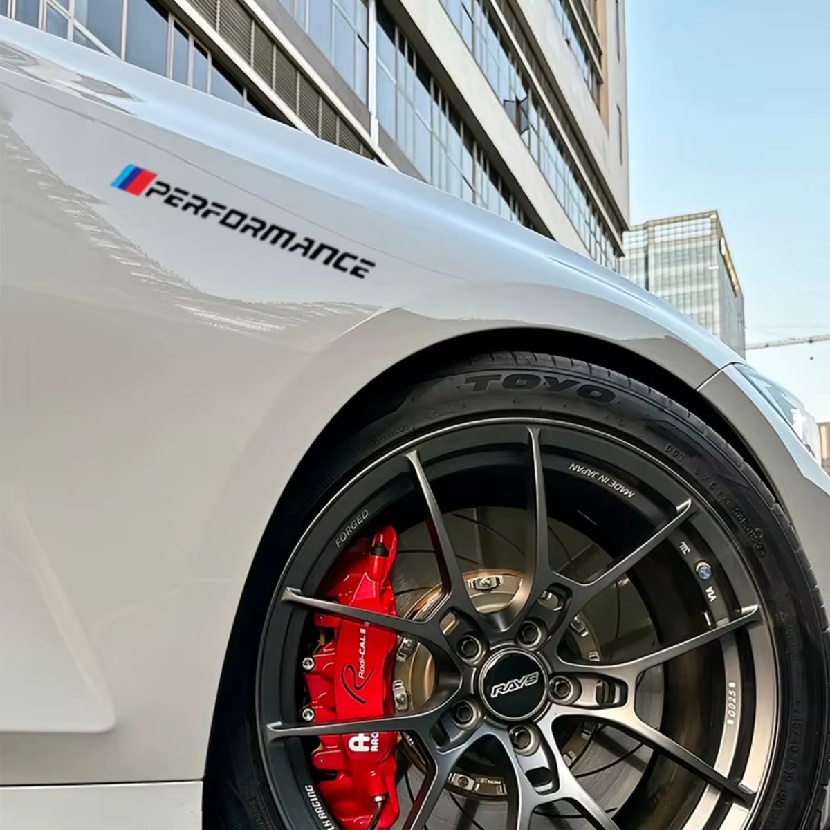 Set van 2 - Auto Performance Sticker Zwart - Striping Wrap voor Kofferbak, Motorkap Deuren, Panelen - Tekst 'Performance' - Autosticker - universeel/alle automerken - Auto Accessoires Stickers