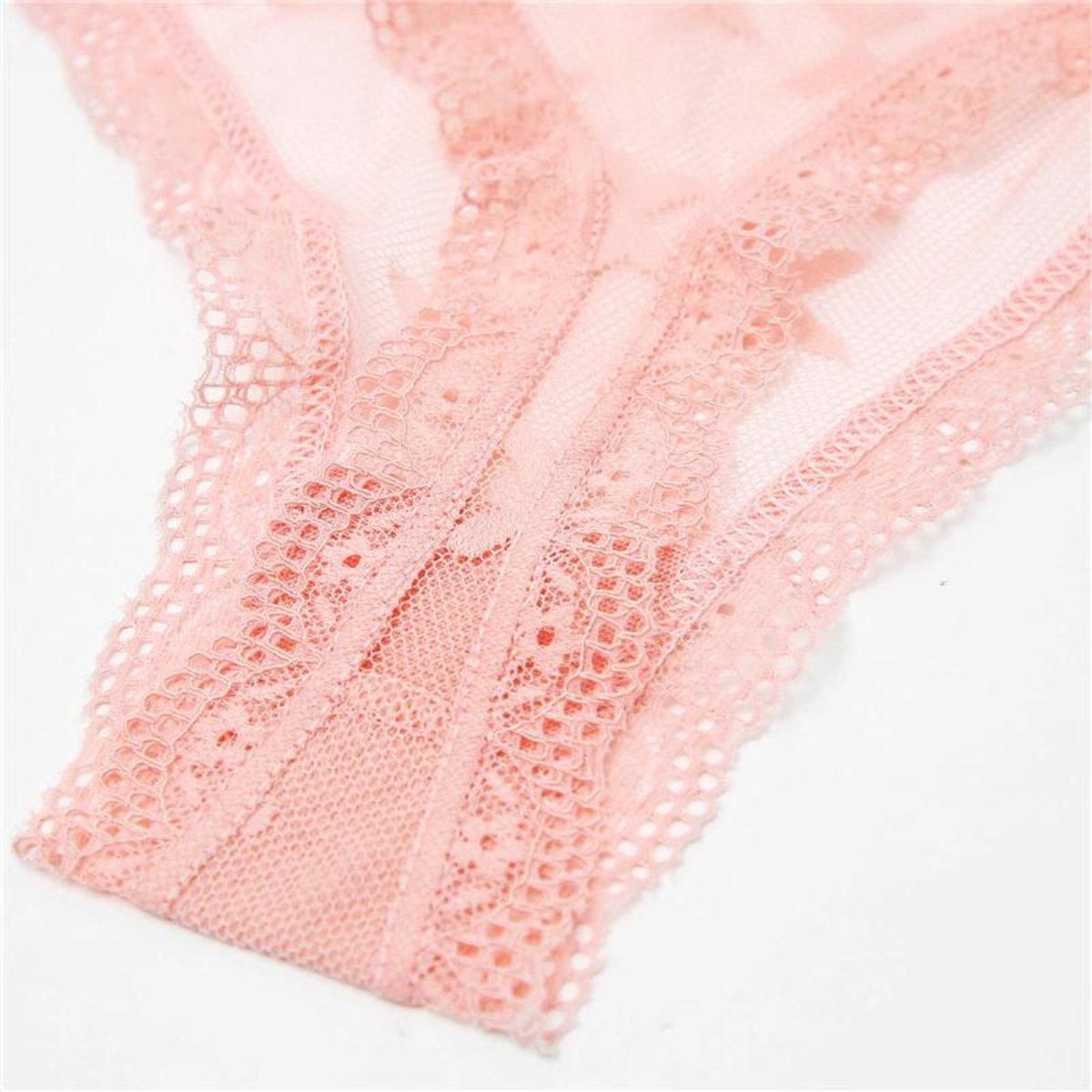 Sexy Dames String - Transparant - Lichtroze - Roze Dames Lingerie / Ondergoed Set - Maat M