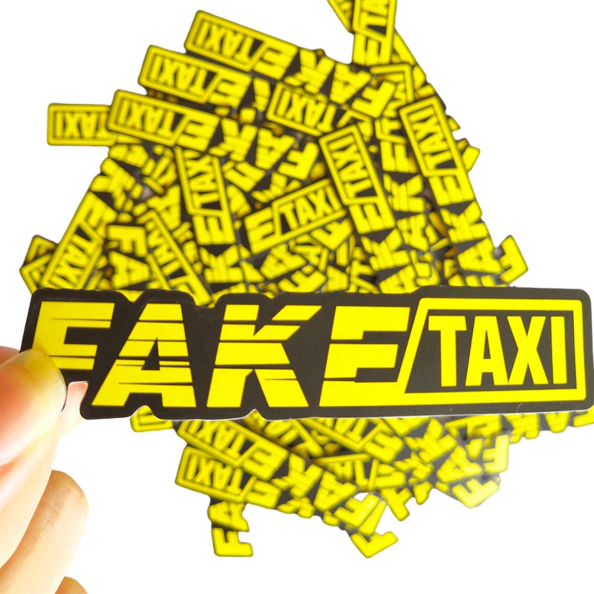 50 Stuks - Auto Sticker Fake Taxi - Zwart Geel - Zelfklevende Sticker Grappig - Faketaxi Sticker voor Alle Automerken / Universeel - Logo - Auto Stickers