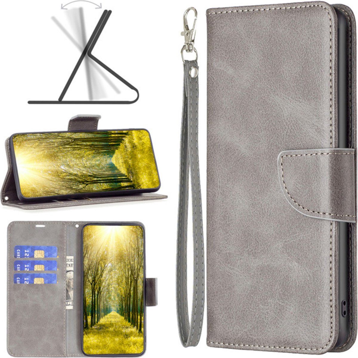 Hoesje Grijs - Geschikt voor Samsung Galaxy S23 S23+ / S23 Plus - Portemonnee Book Case - Boekje Met Kaarthouder / Pasjeshouder en Magneetsluiting - Booklet - Wallet Beschermhoes - Telefoonhoesje