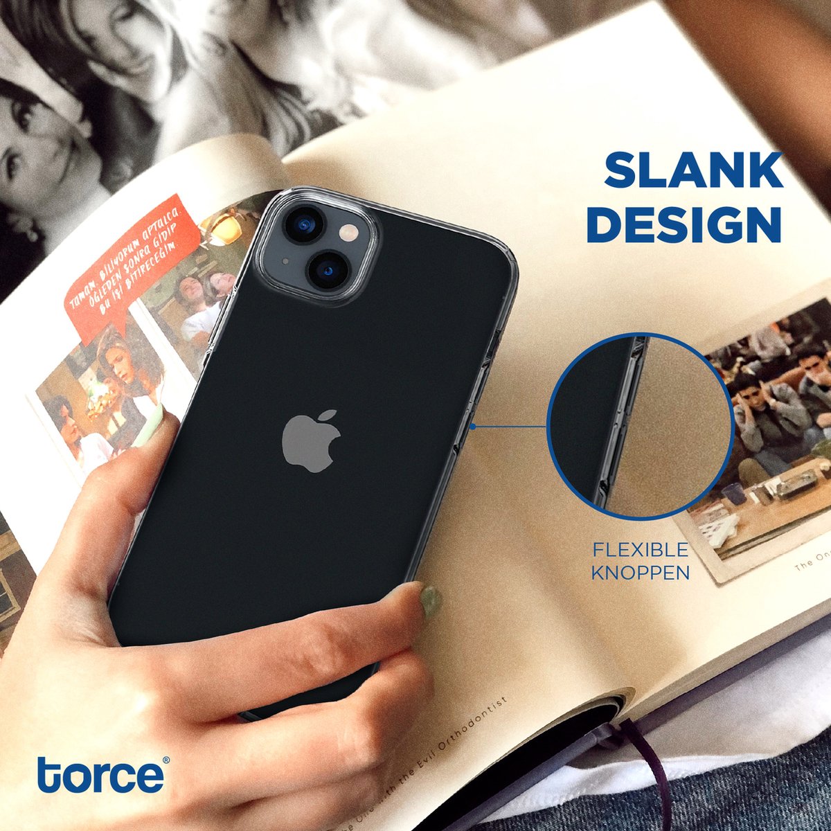 TORCE iPhone 14 Hoesje Met Screenprotector - Transparant - TPU