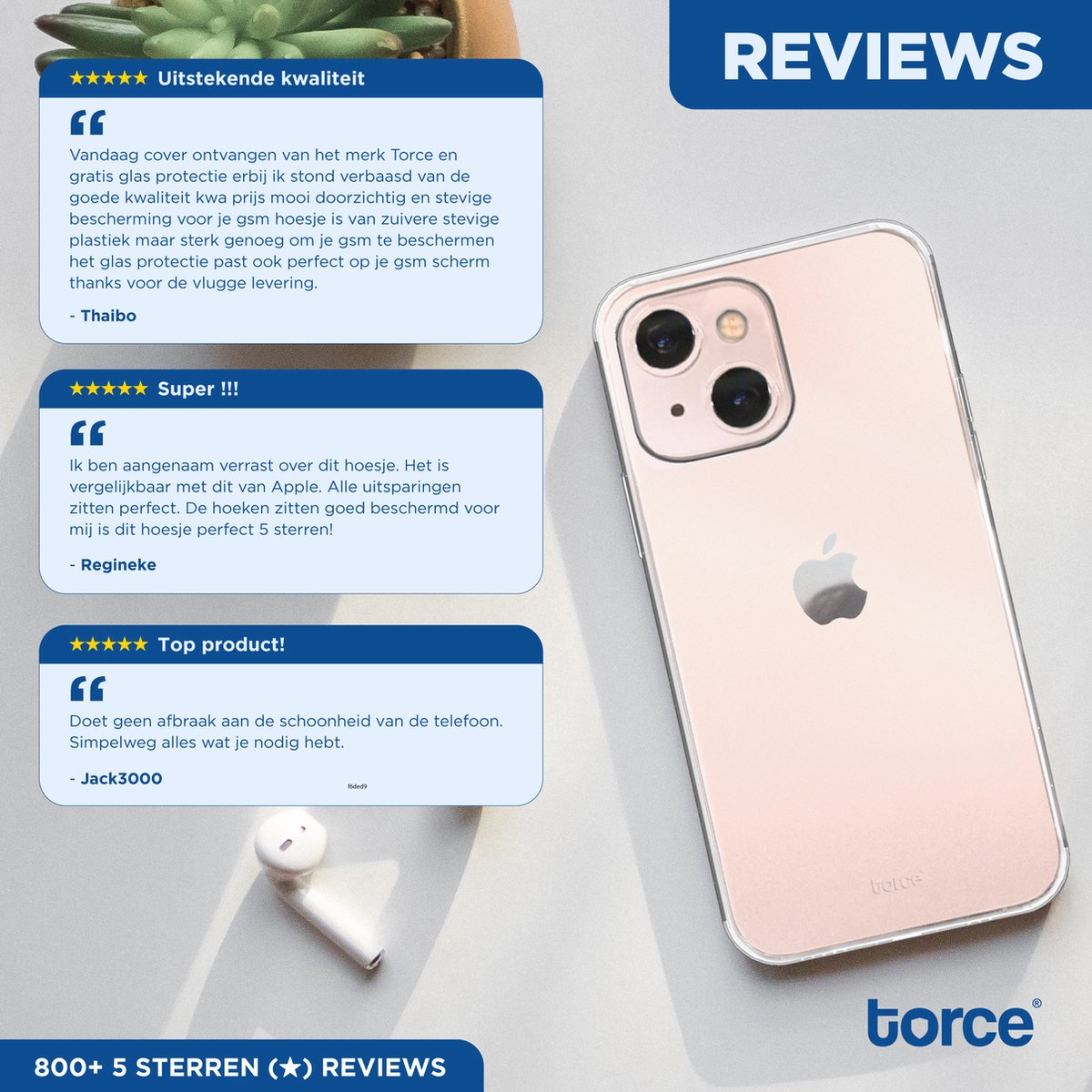 TORCE® iPhone 13 Mini Hoesje - Case Transparant + Gratis Glass Screenprotector