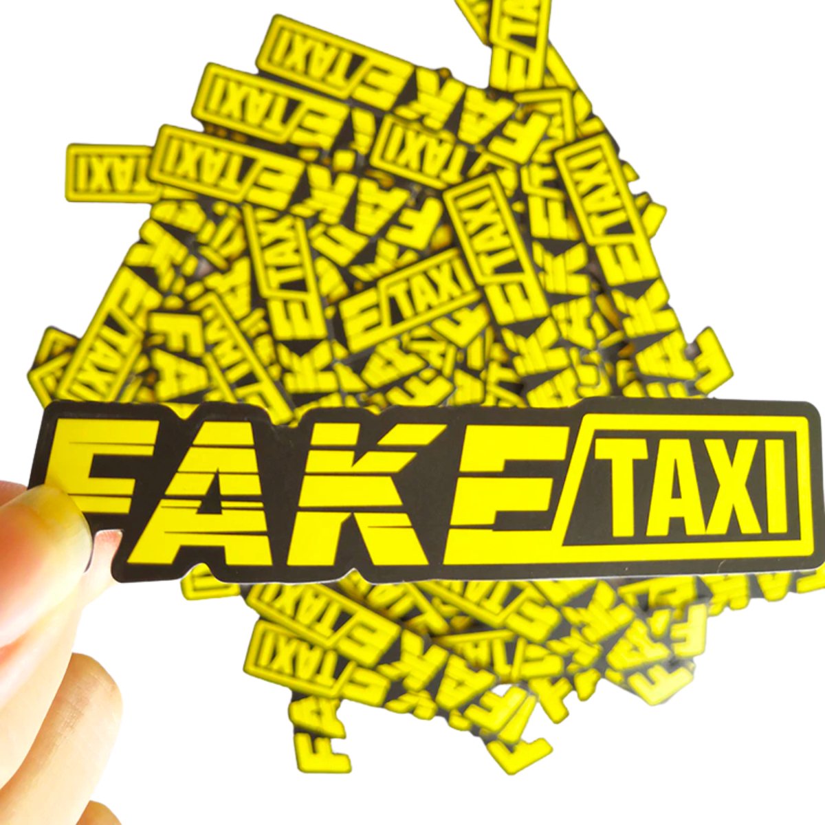 3 Stuks - Auto Sticker Fake Taxi - Zwart Geel - Zelfklevende Sticker Grappig - Faketaxi Sticker voor Alle Automerken / Universeel - Logo - Auto Stickers