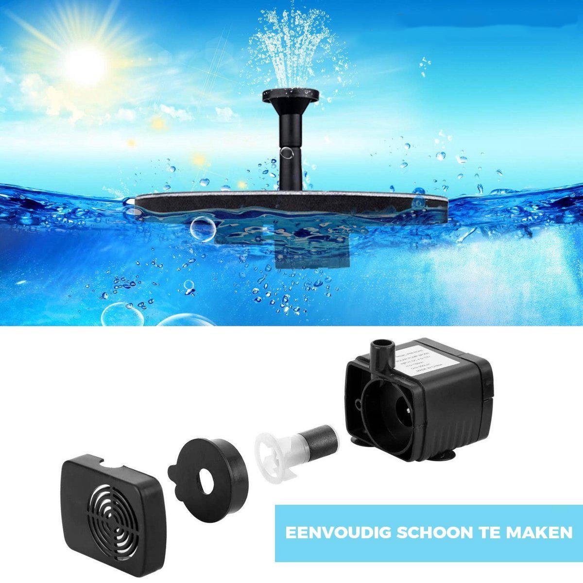 Solar Fontein op zonne-energie - Waterornament - GRATIS Sproeikoppen - Vijver - Vogelbad